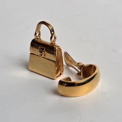 Vintage Celine Gold Bag Charm Clip On Earrings