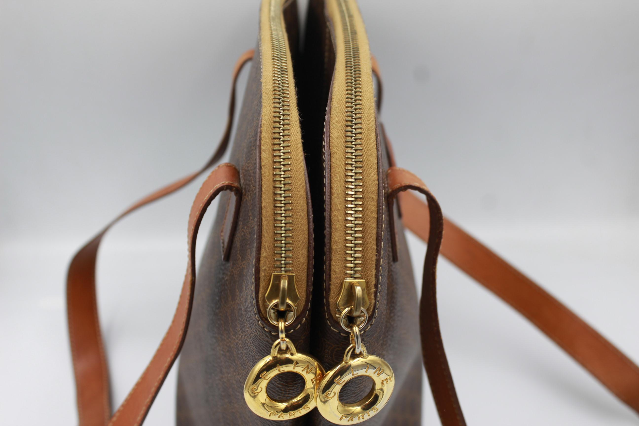 Vintage Celine handbag in Macadam canvas In Good Condition For Sale In Paris, FR
