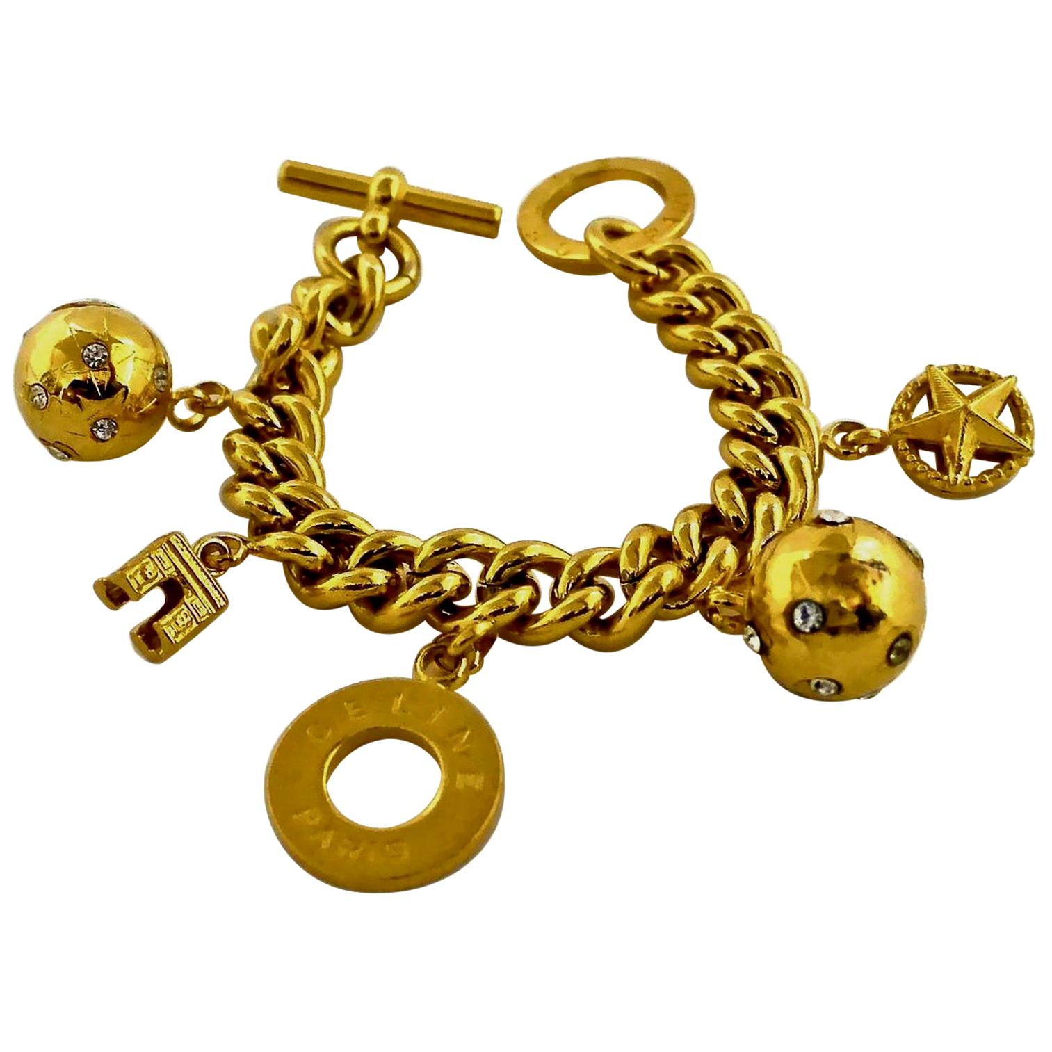 Vintage CELINE Iconic Charm Chain Bracelet