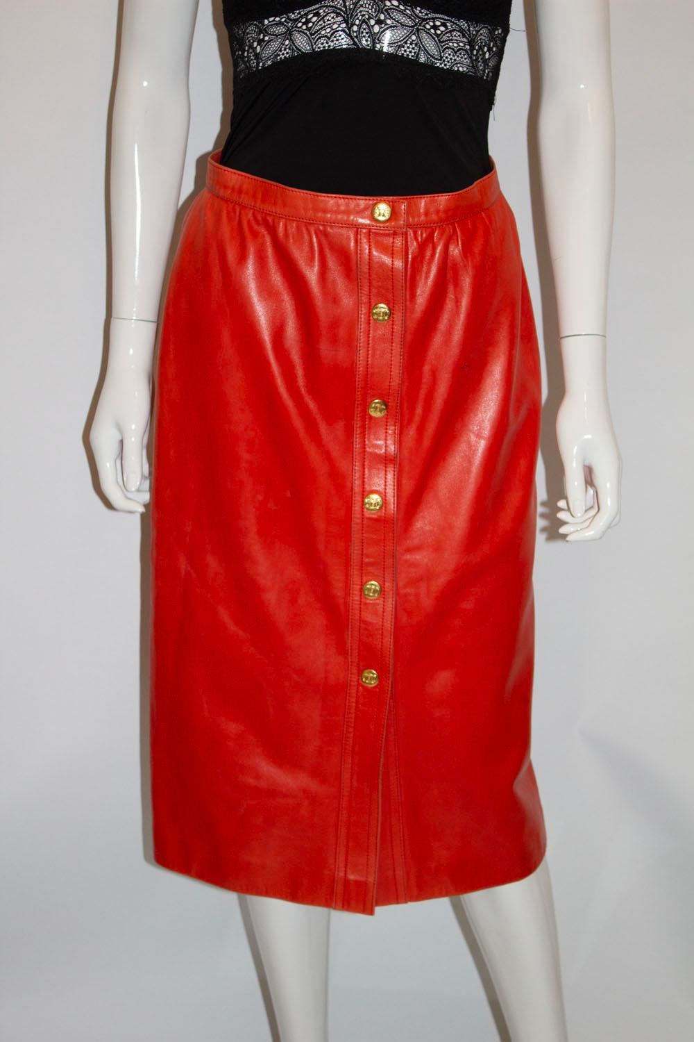 Vintage Celine Leather Skirt In Good Condition For Sale In London, GB