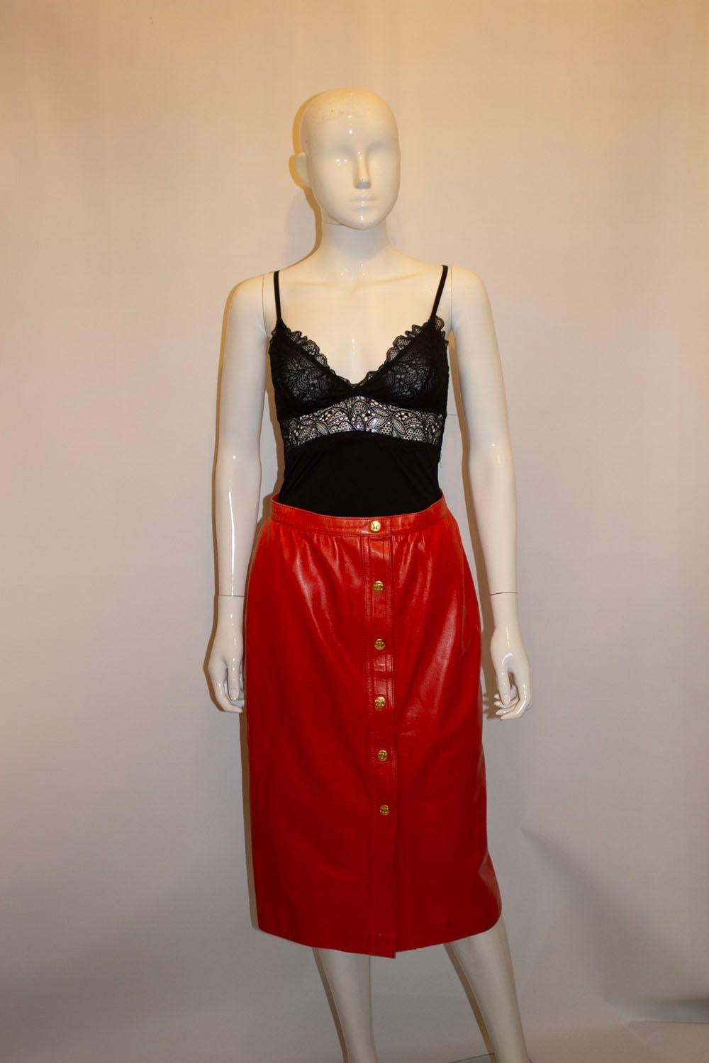 Women's Vintage Celine Leather Skirt For Sale