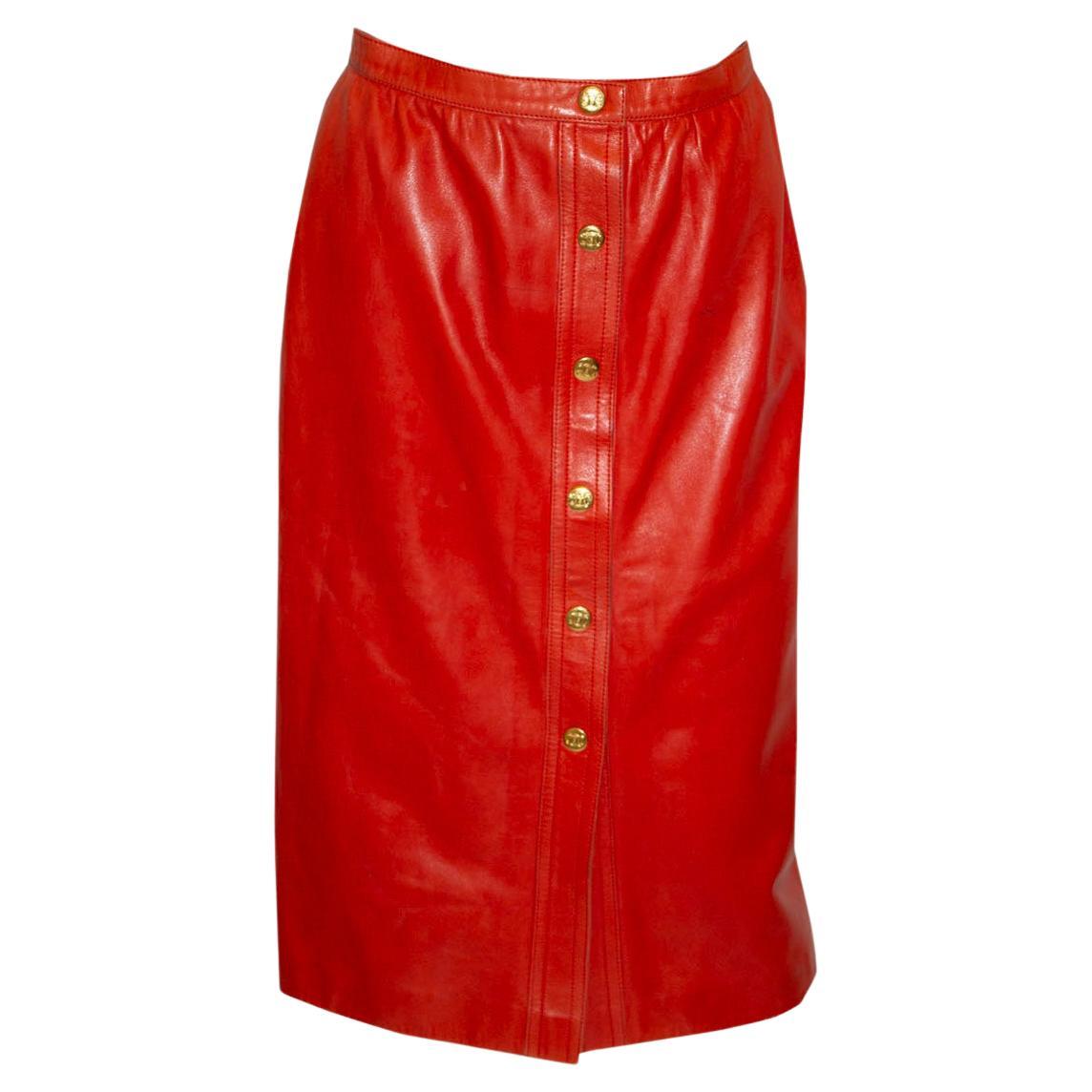 Vintage Celine Leather Skirt For Sale