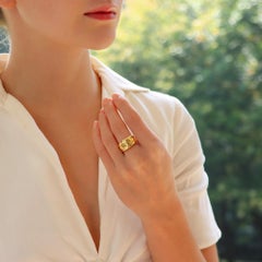 Vintage Celine Logo Band Ring Set in Solid 18k Yellow Gold