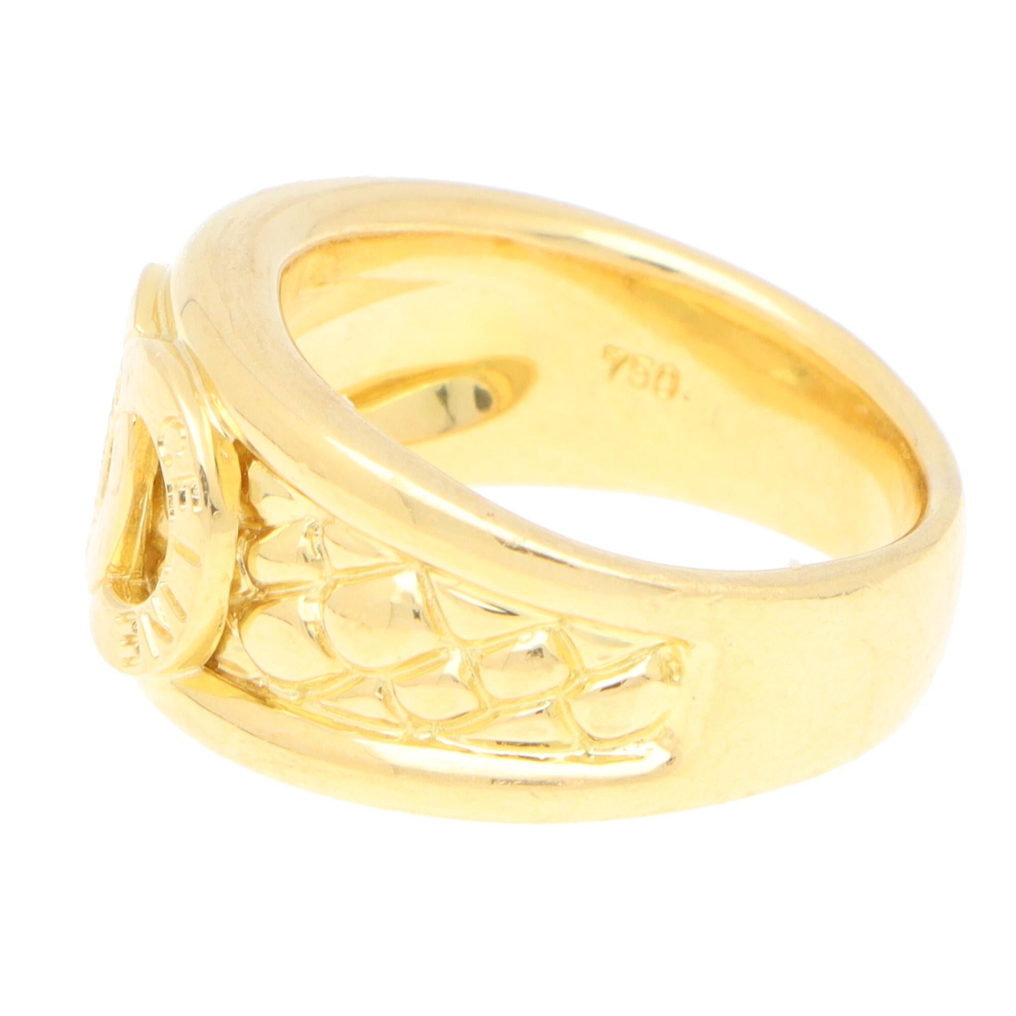 Modern Vintage Celine Logo Band Ring Set in Solid 18k Yellow Gold