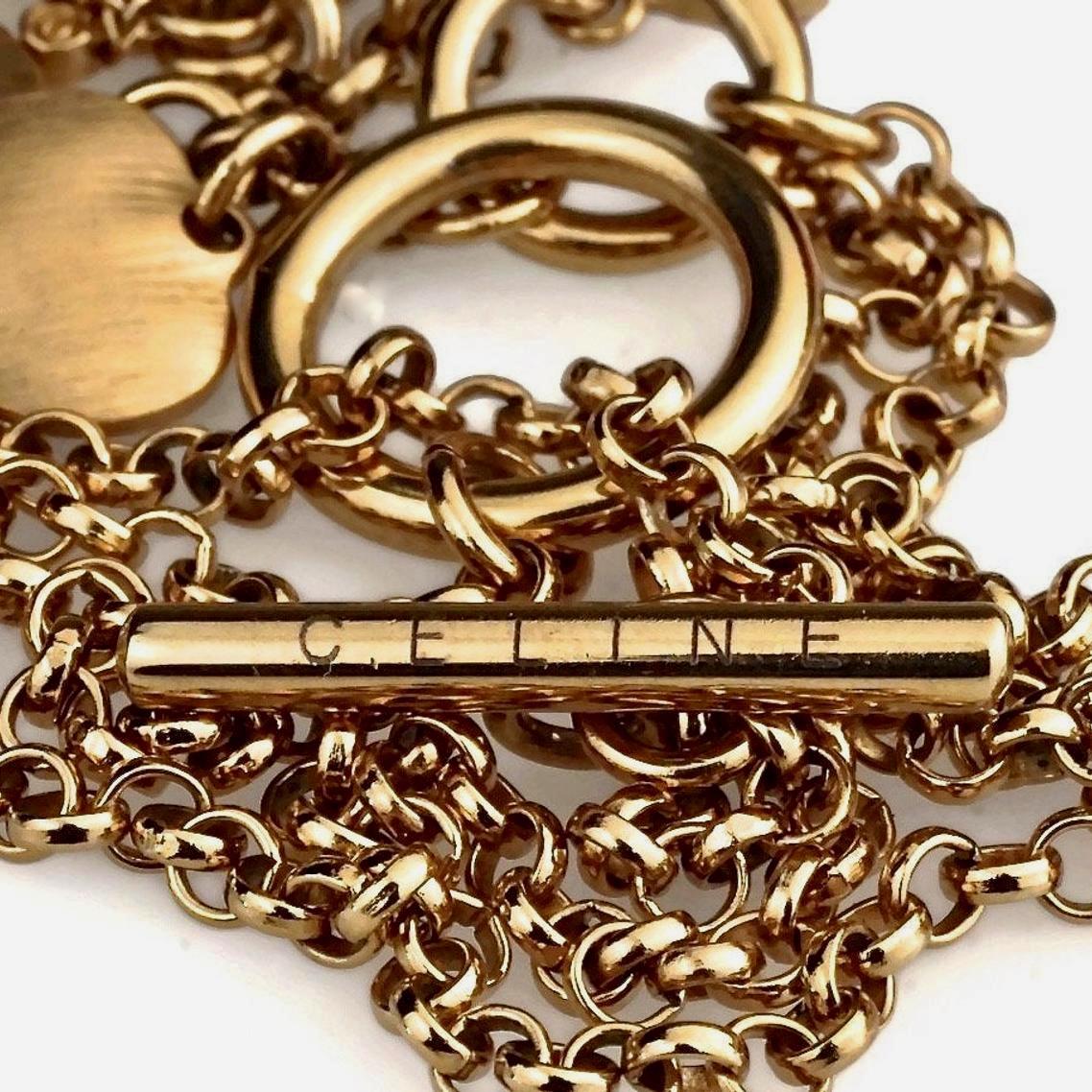 Vintage CELINE Logo Multiple Charm Necklace 3