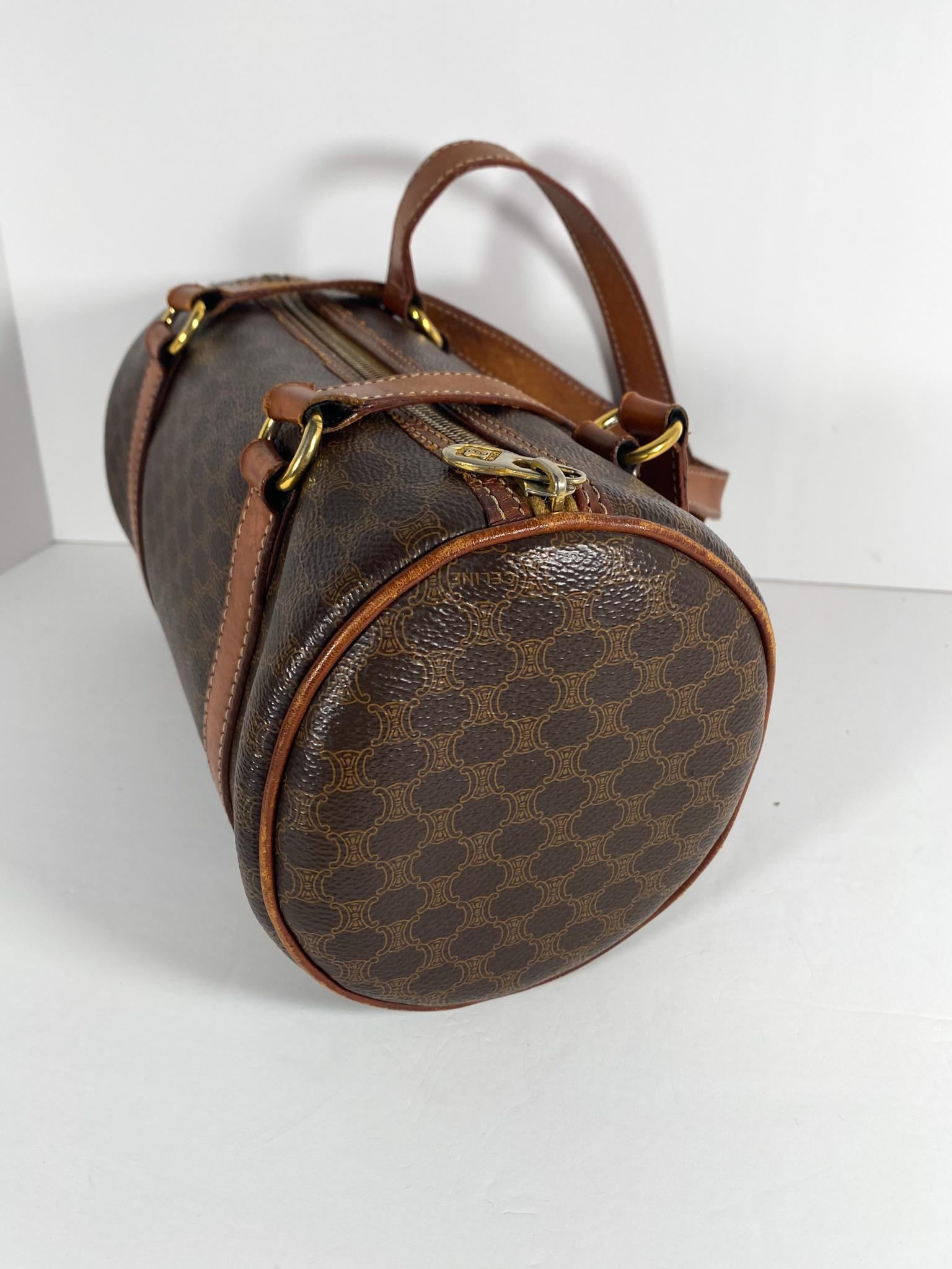 Brown Vintage Céline Macadam Barrel Bag 