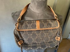 Vintage Celine Macadam Canvas and Leather Shoulder Bag, Italy, Early 2000s
