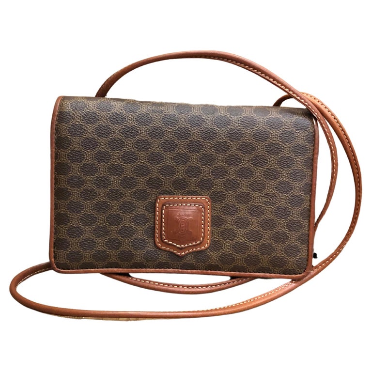 Vintage CELINE Macadam Canvas Mini Crossbody Bag Brown at 1stDibs