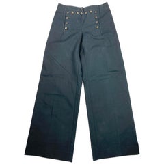 Vintage Celine Navy Cotton Wide Leg Pants Size 40