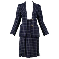 Completo vintage Celine con gonna a quadri in bianco e nero