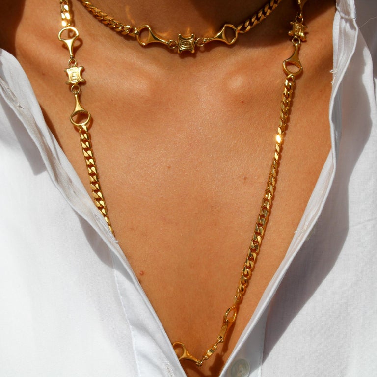Vintage Celine Gold Plated Chain Necklace 1980s at 1stDibs  