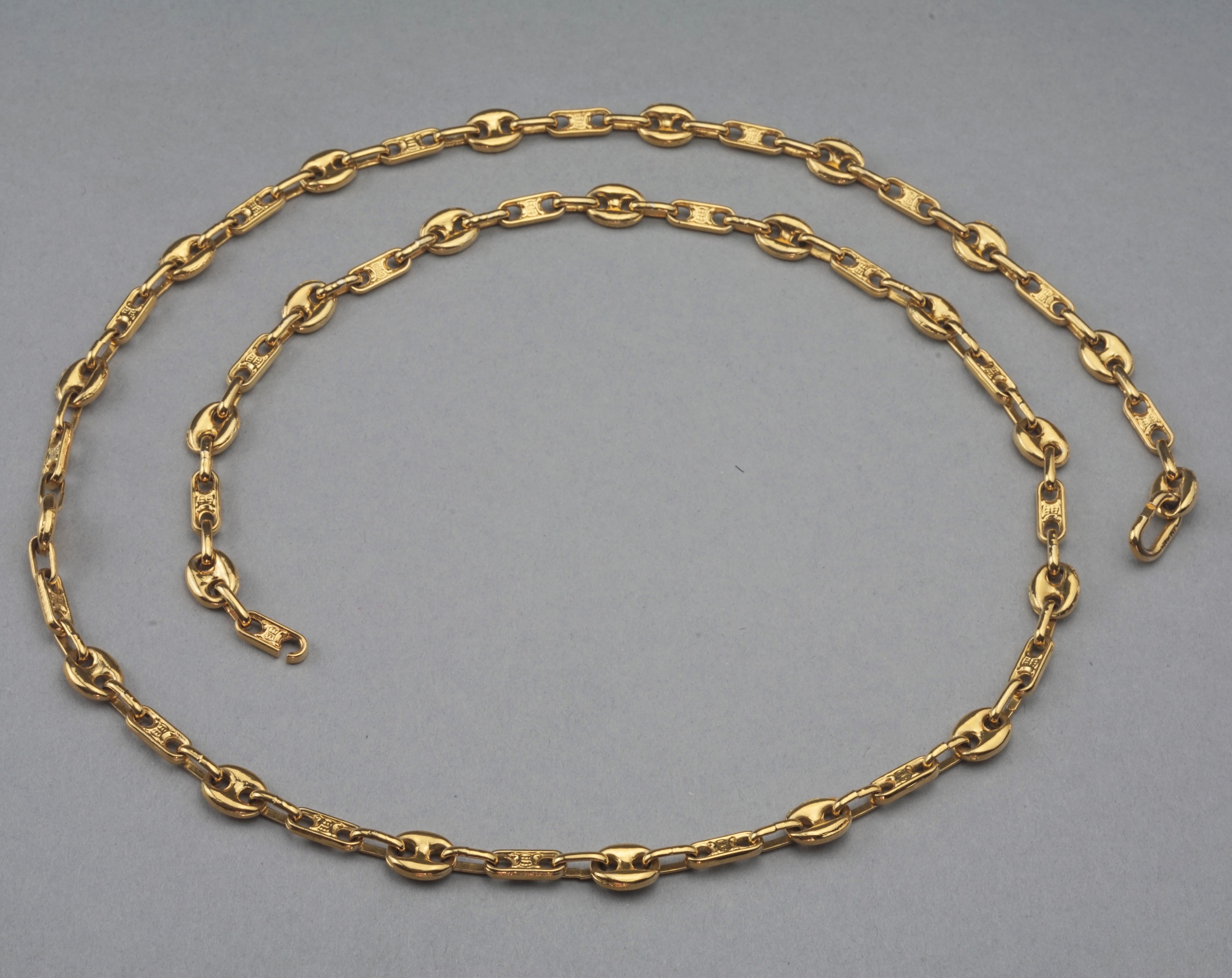 Vintage CELINE PARIS Blazon Logo Gliederkette Halskette, Vintage Damen