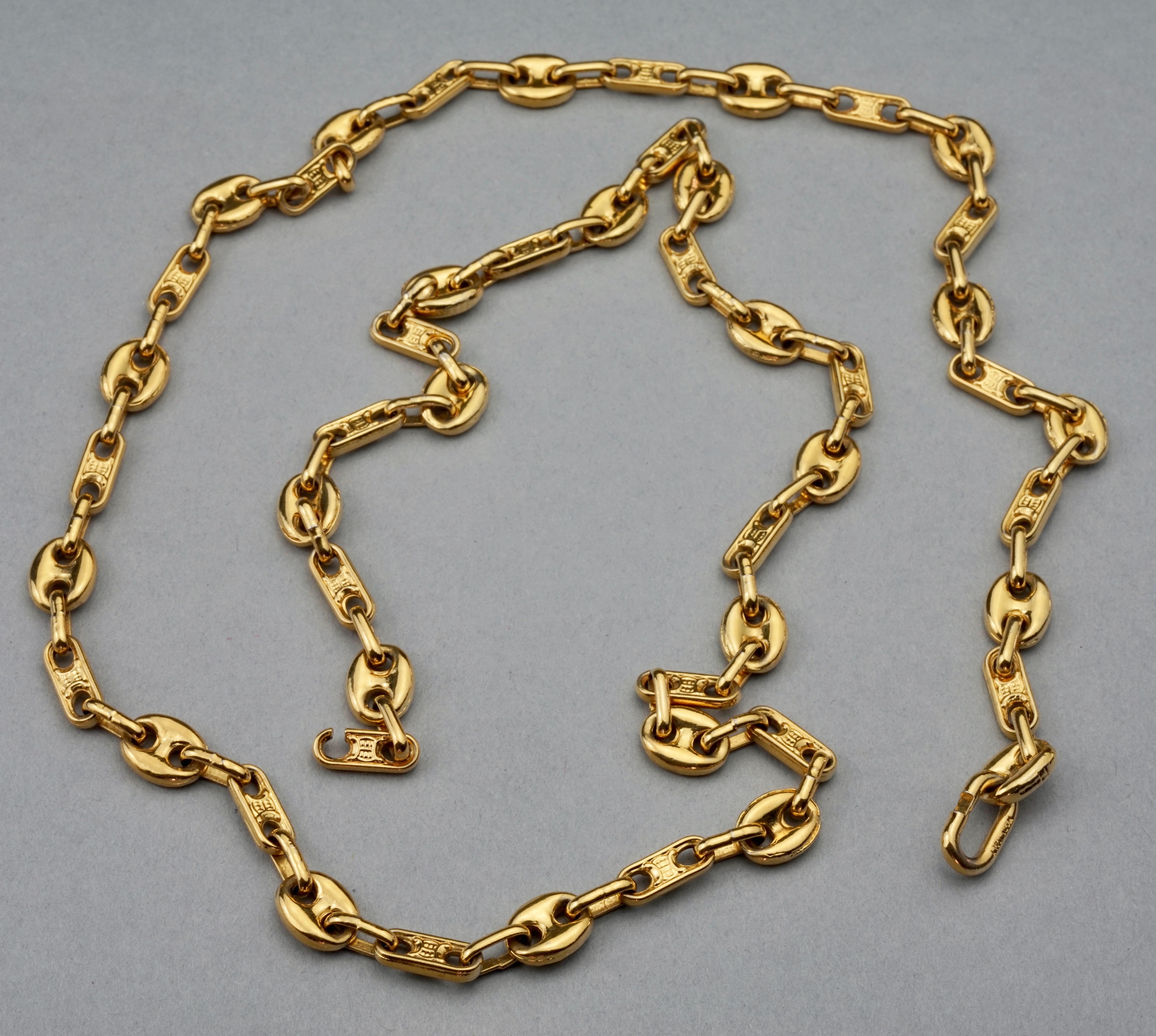 Vintage CELINE PARIS Blazon Logo Gliederkette Halskette, Vintage 1