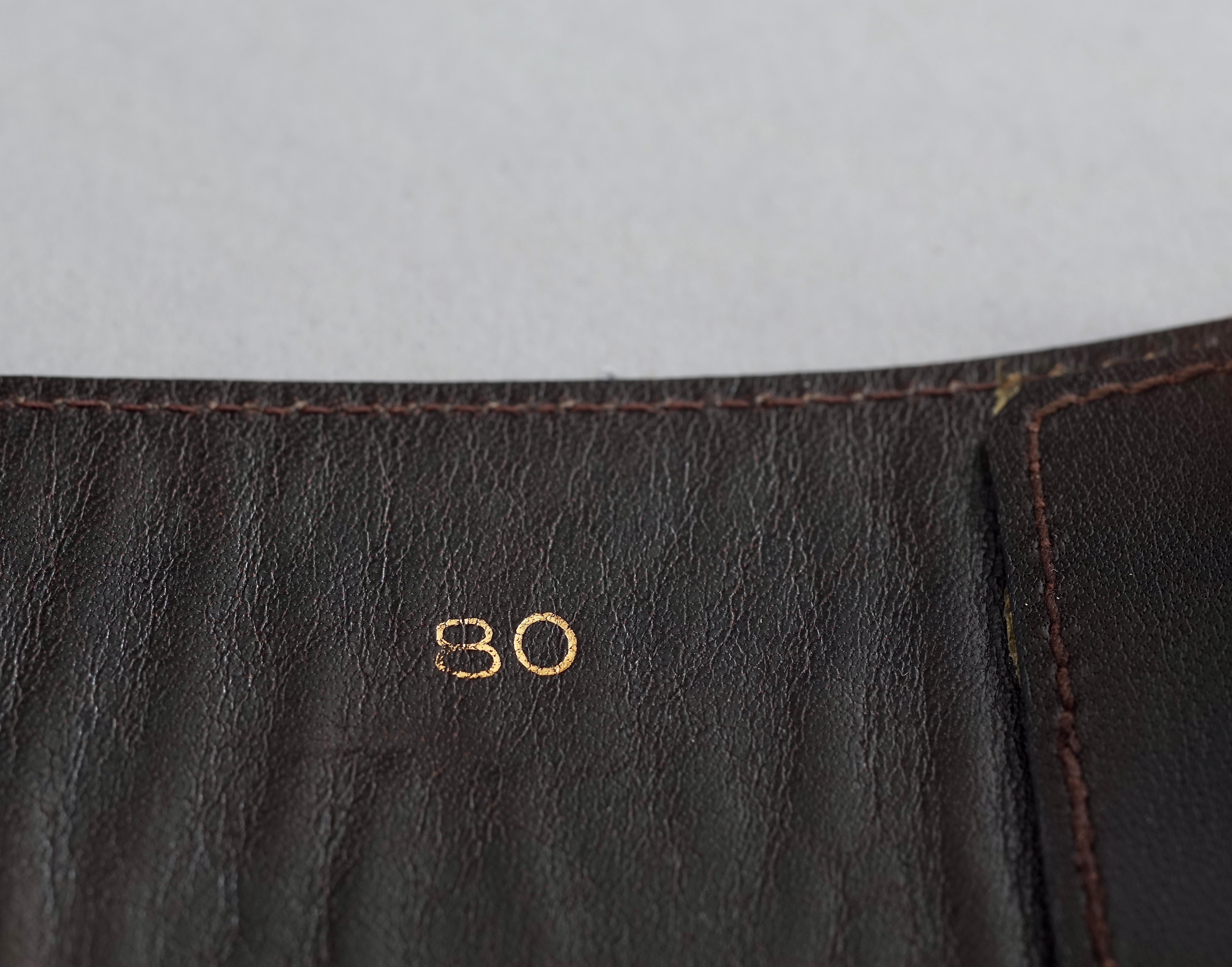Vintage CELINE PARIS Horse Carriage Buckle Dark Brown Leather Belt For Sale 6