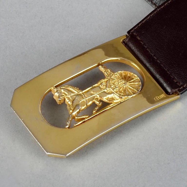 Vintage CELINE PARIS Horse Carriage Buckle Dark Brown  display picture 1