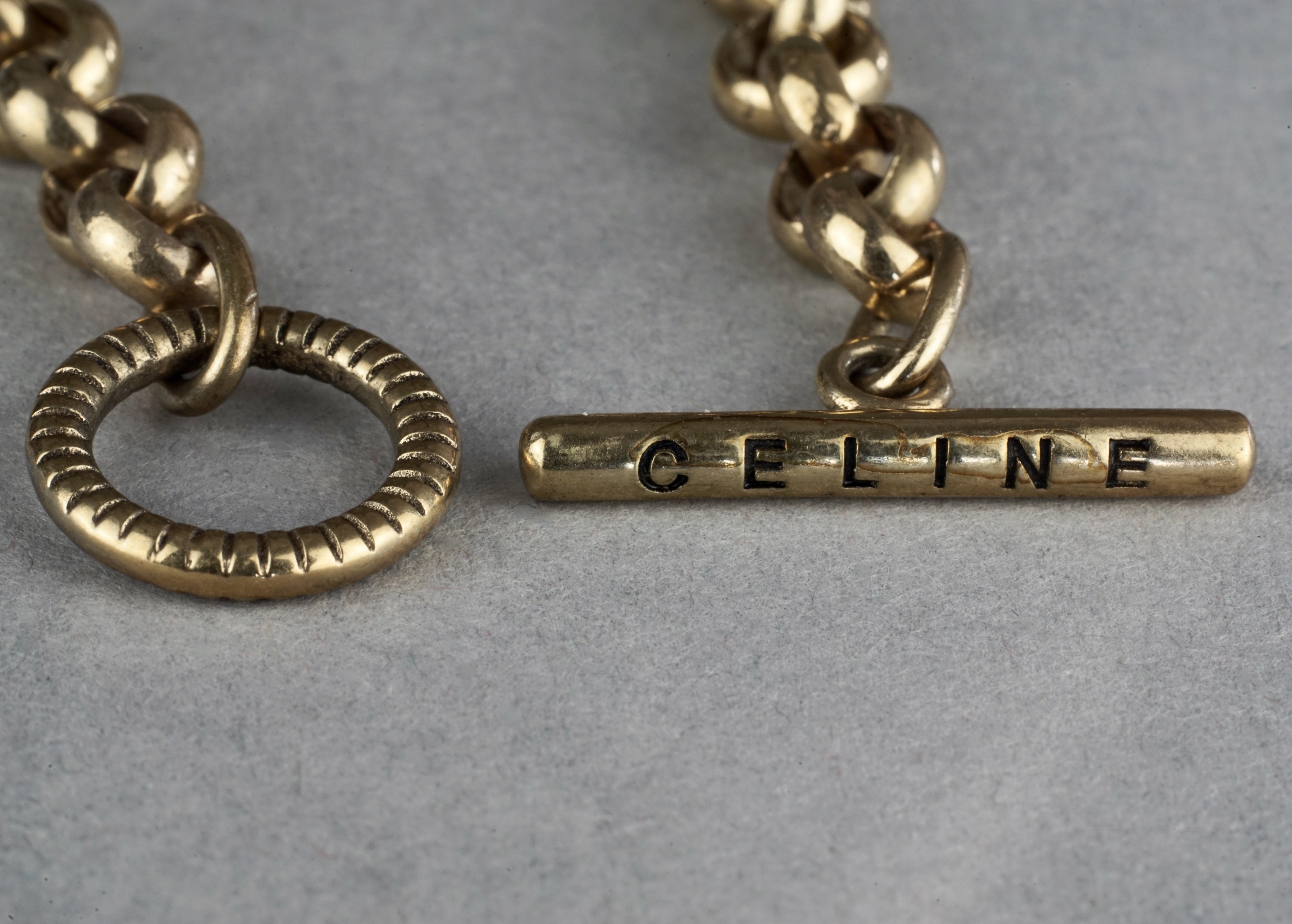 Vintage CELINE PARIS Horse Carriage Medallion Chain Bracelet 4