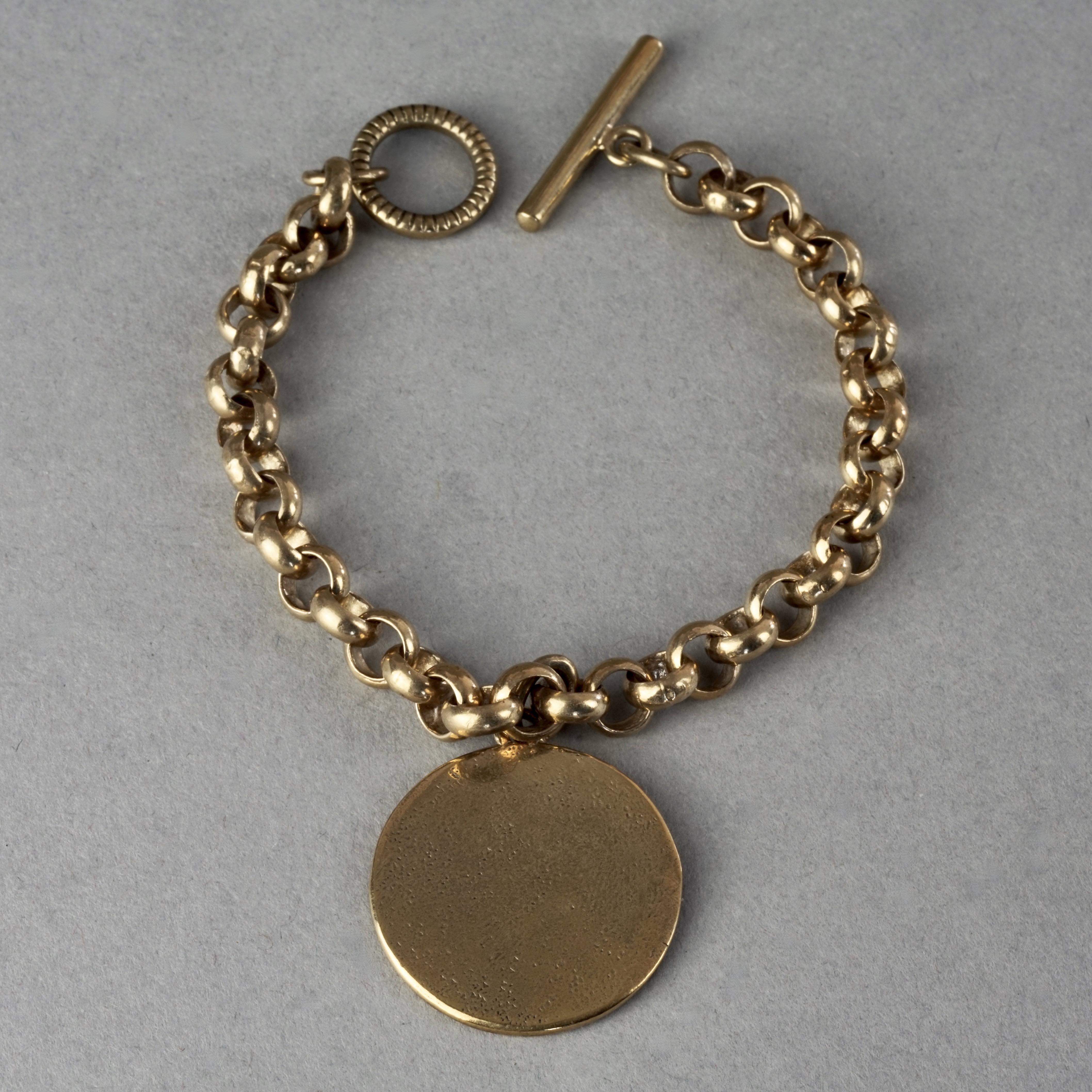 Vintage CELINE PARIS Horse Carriage Medallion Chain Bracelet 3