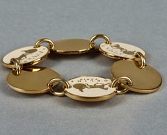 Vintage CELINE PARIS Horse Carriage Medallion Enamel Link Bracelet