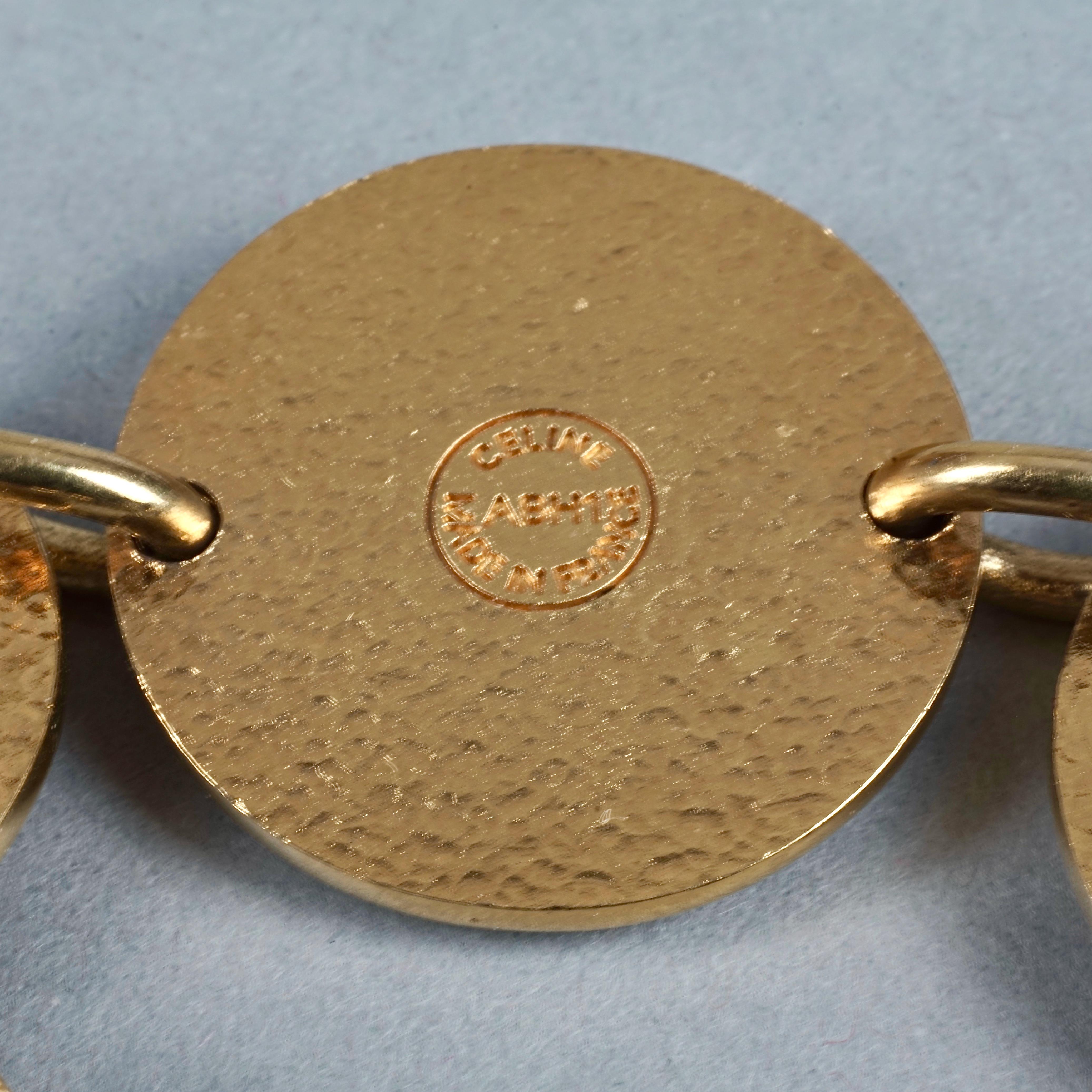 Vintage CELINE PARIS Horse Carriage Medallion Enamel Link Bracelet For Sale 1