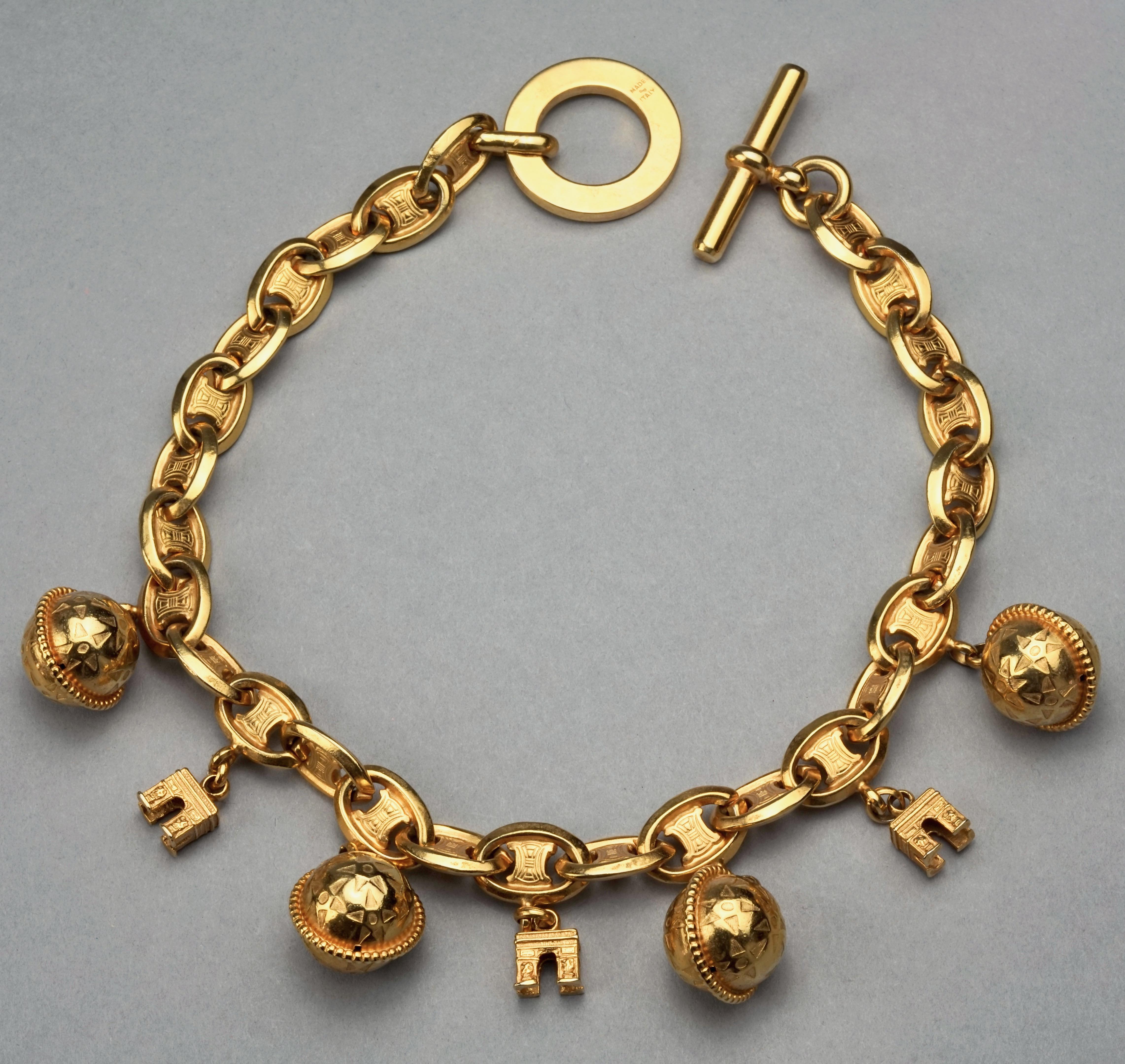 Women's Vintage CELINE PARIS Iconic Arc de Triomphe Planet Charms Choker Necklace For Sale