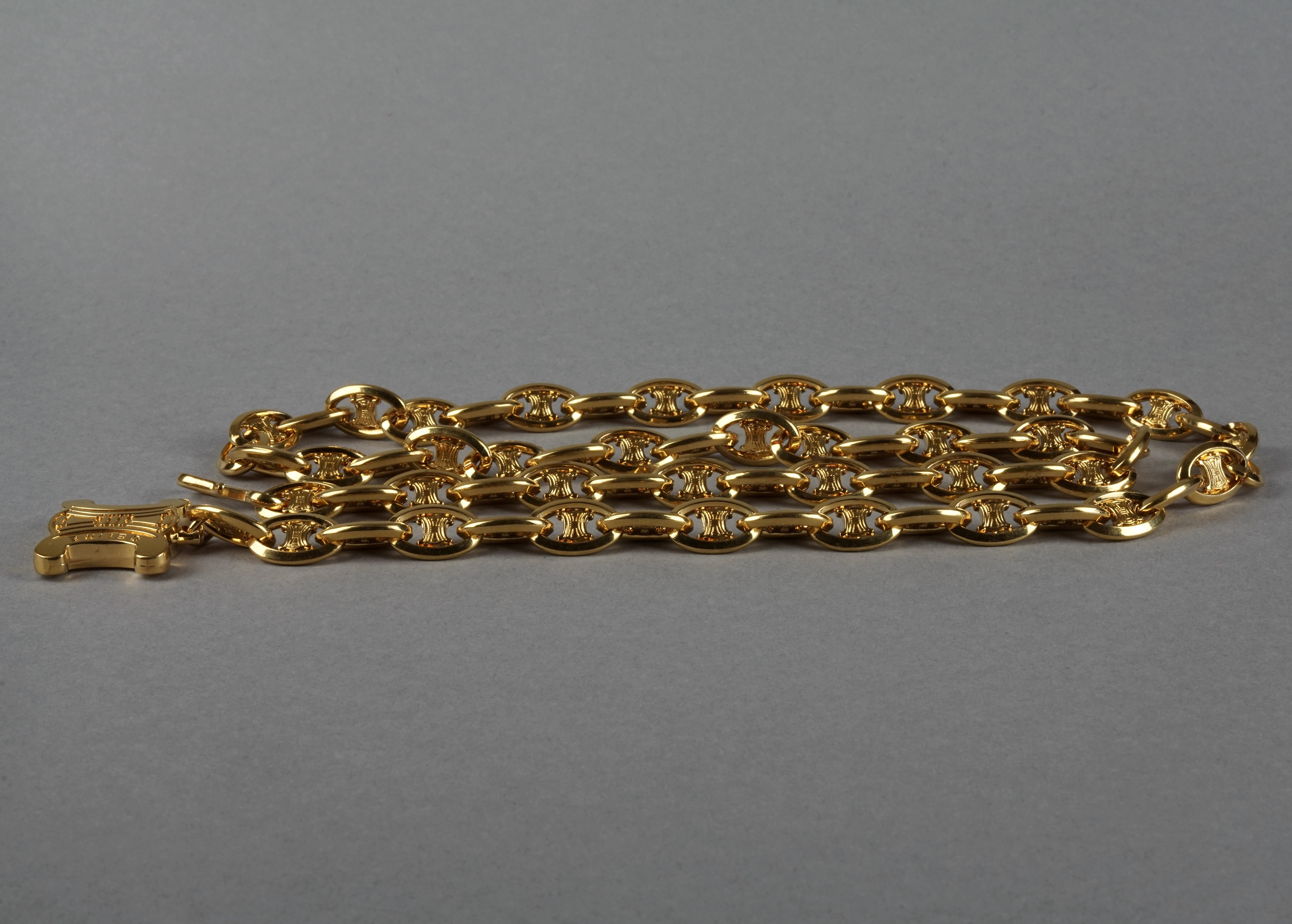 Vintage CELINE PARIS Logo Kette Link Halskette Gürtel (Braun)