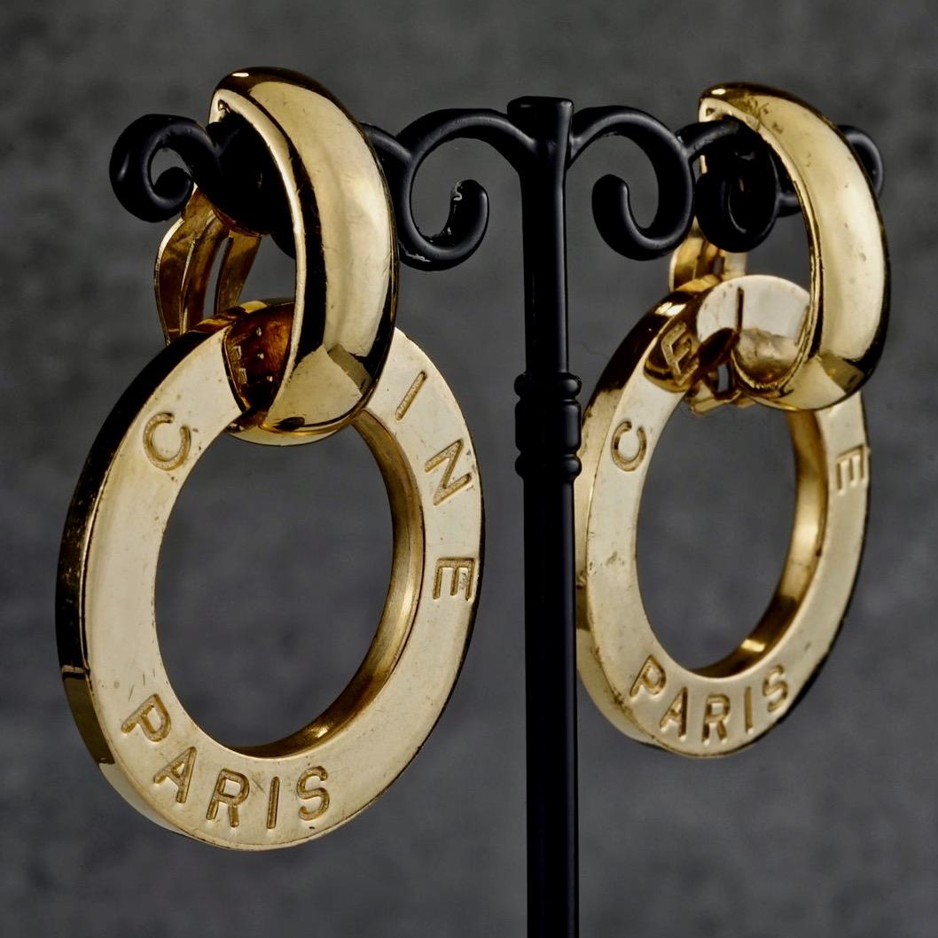 Women's Vintage CELINE PARIS Logo Hoop Earrings