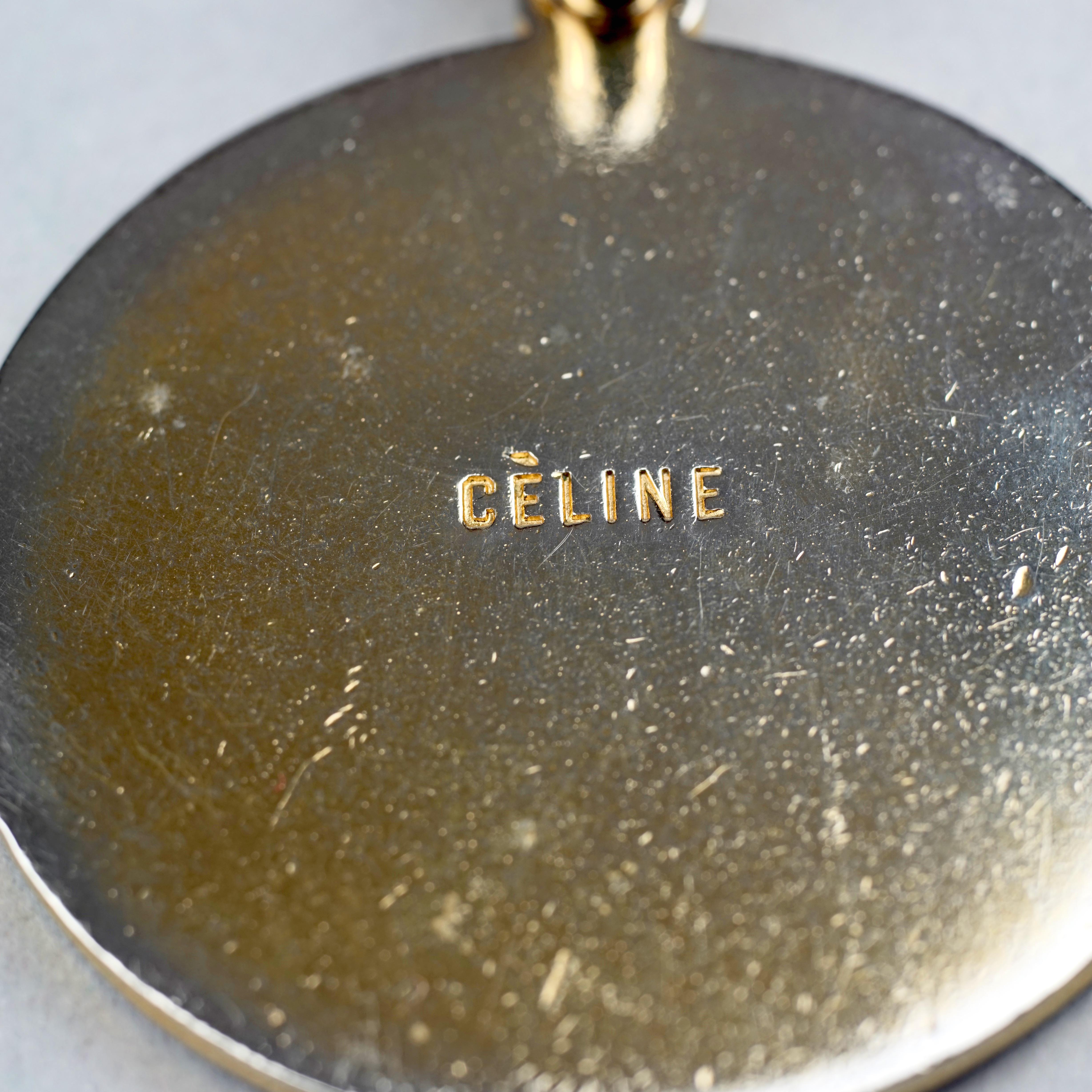 Vintage CELINE PARIS Triomphe Logo Red Enamel Medallion Pendant 2