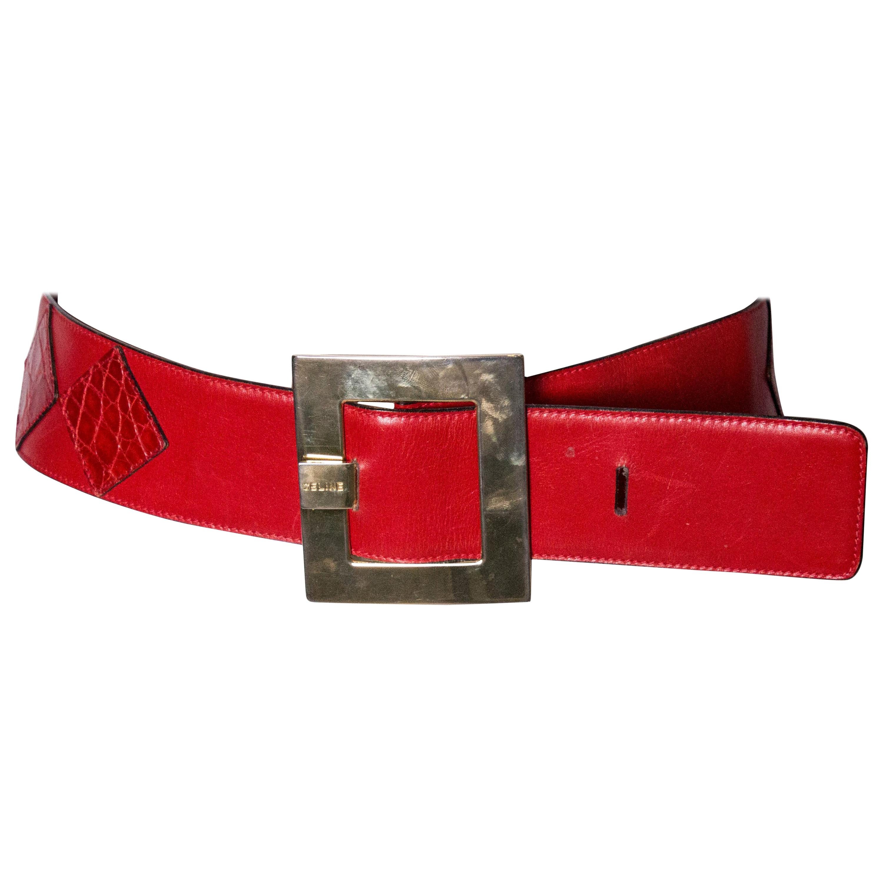 Vintage Celine Red Leather Belt