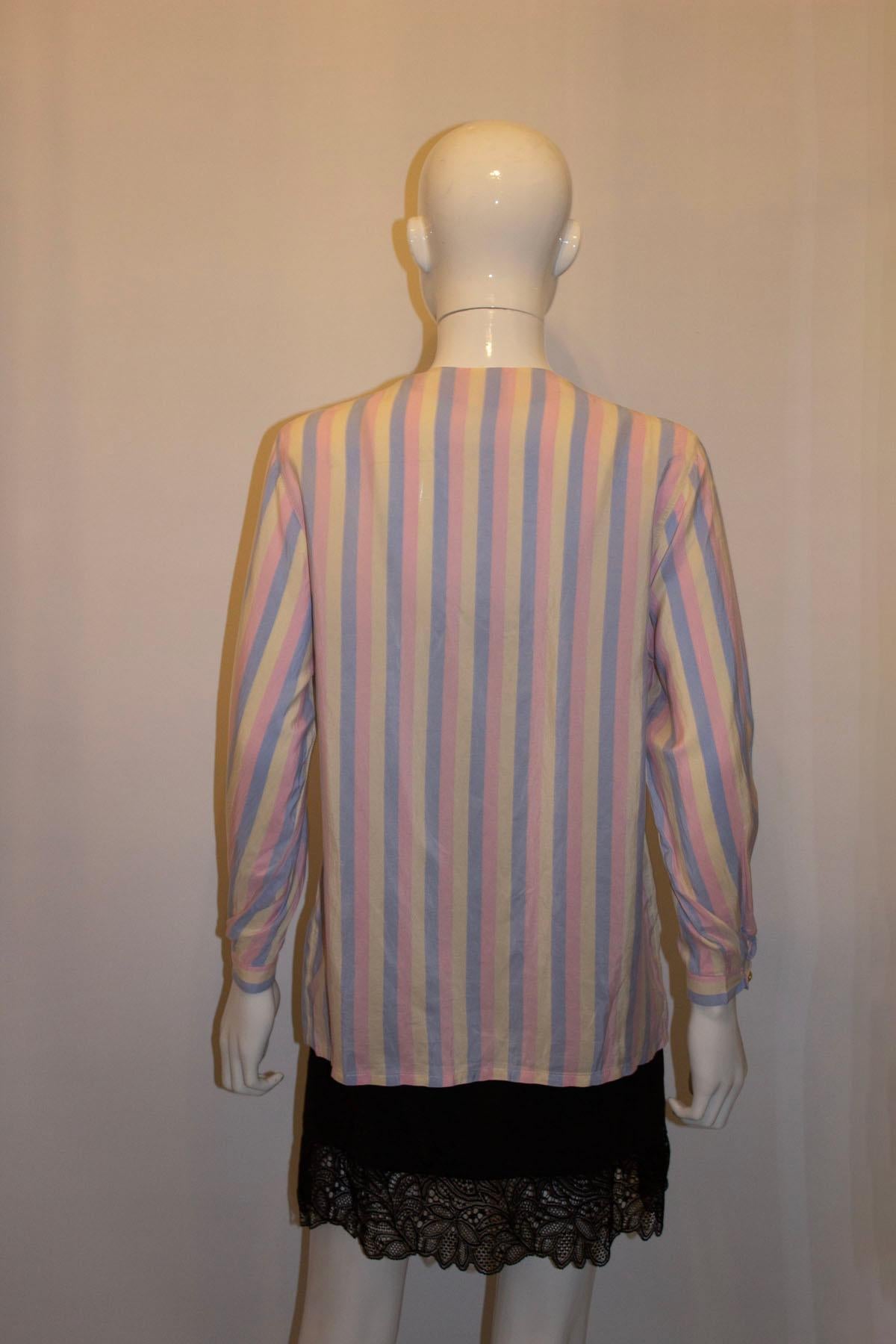 Women's or Men's Vintage Celine Silk Strip Shirt For Sale