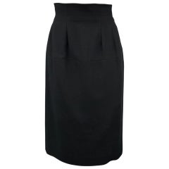 Vintage CELINE Size 6 Black Wool Pencil Skirt