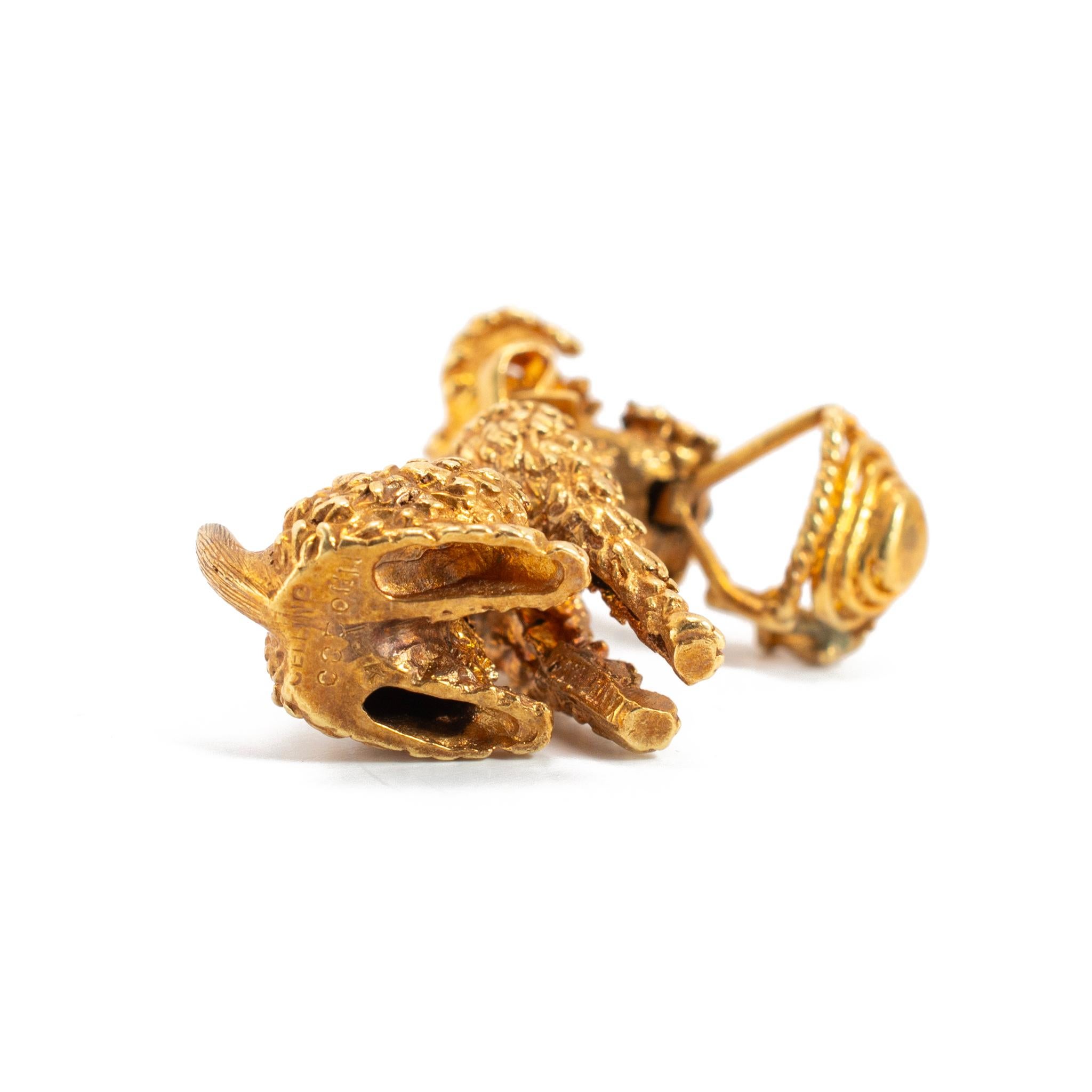 Vintage Cellino Or jaune 18K Onyx Schnauzer Poodle Dog Charm Pendentif Pour femmes en vente