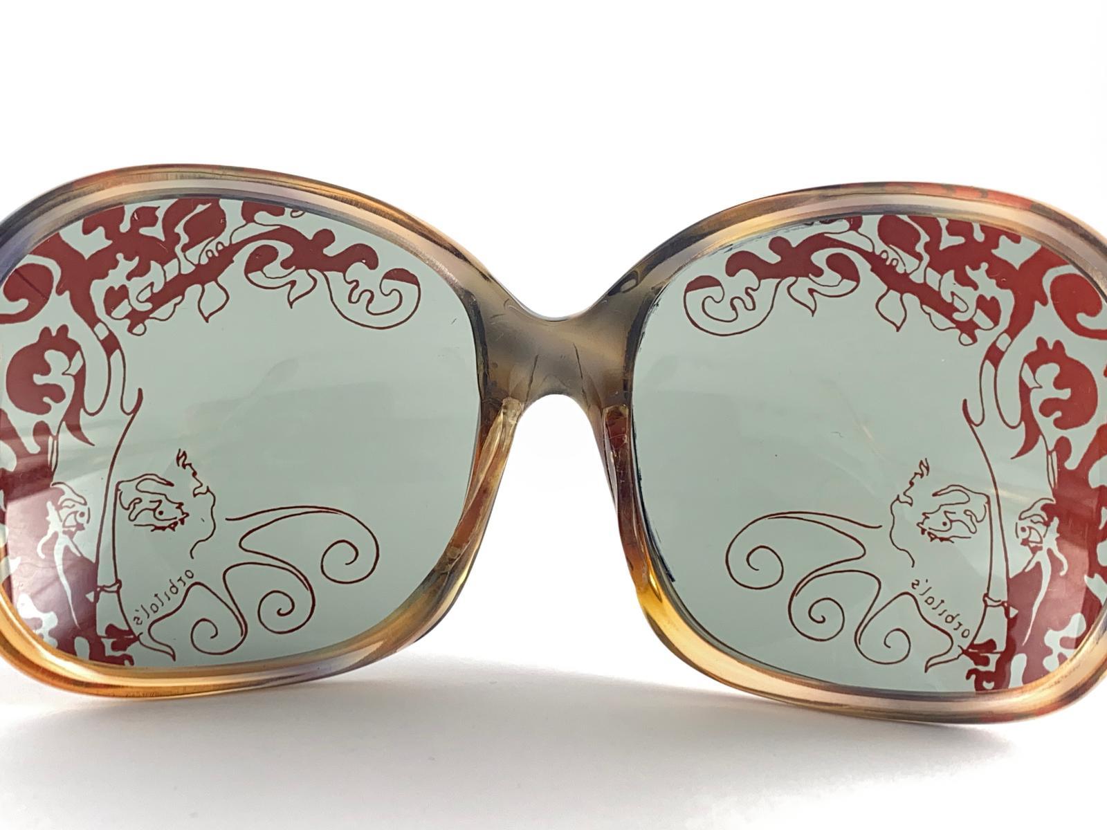 Vintage Celloflex „ Orbitol's“ Übergroße bedruckte Vintage-Sonnenbrille mit Lens für Damen oder Herren im Angebot