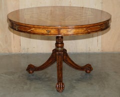 ViNTAGE CELTIC DESIGN BURR OAK & WALNUT DINING OCCASIONAL GAMES TABLE & CHAIRS