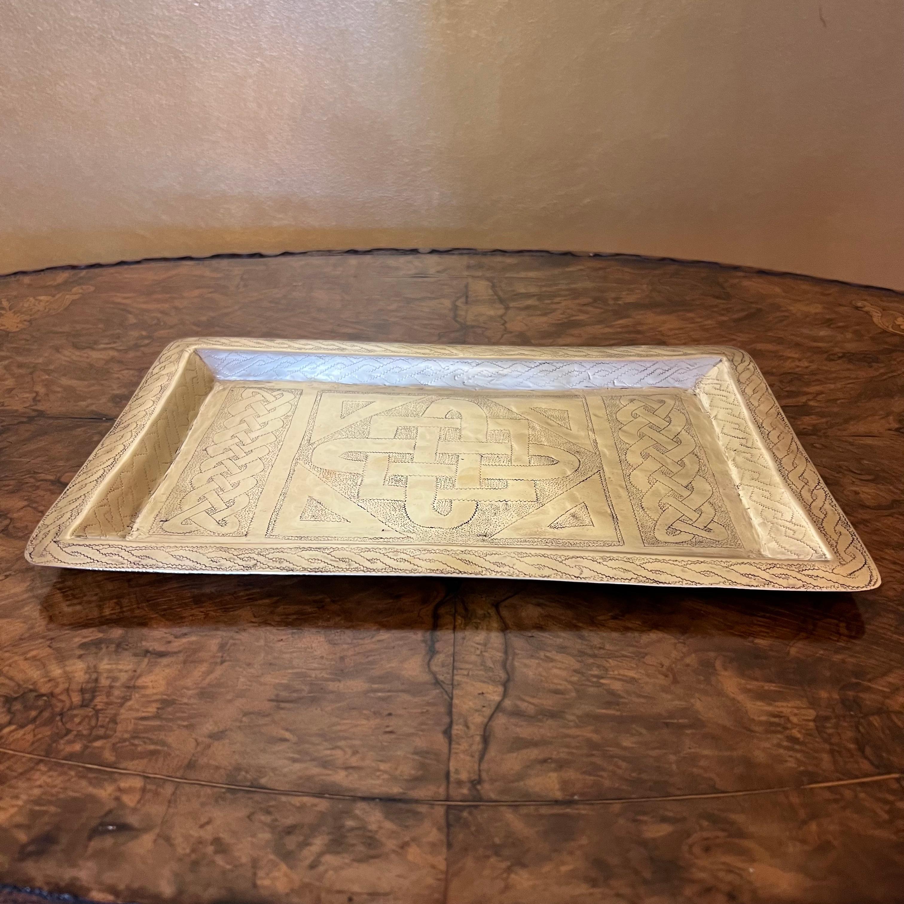 20th Century Vintage Celtic Knots Brass Tray For Sale