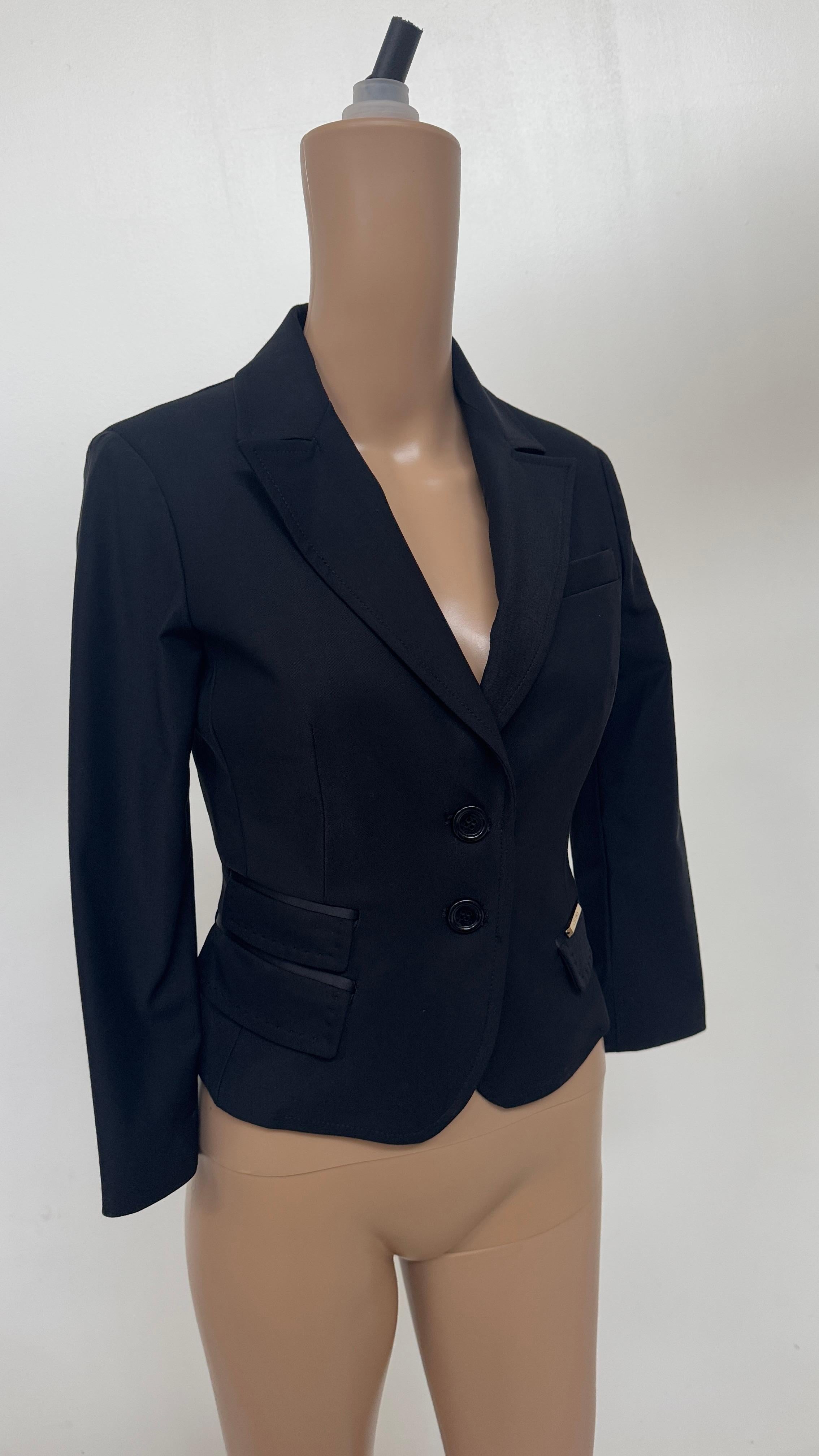 Donna Vintage Celyn B. by Elisabetta Franchi Black Fitted Blazer - We pay import duty! in vendita
