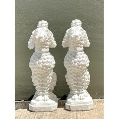 Vintage Cement French Poodle Figures