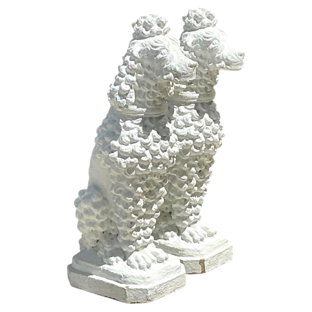 Vintage Cement French Poodle Figures