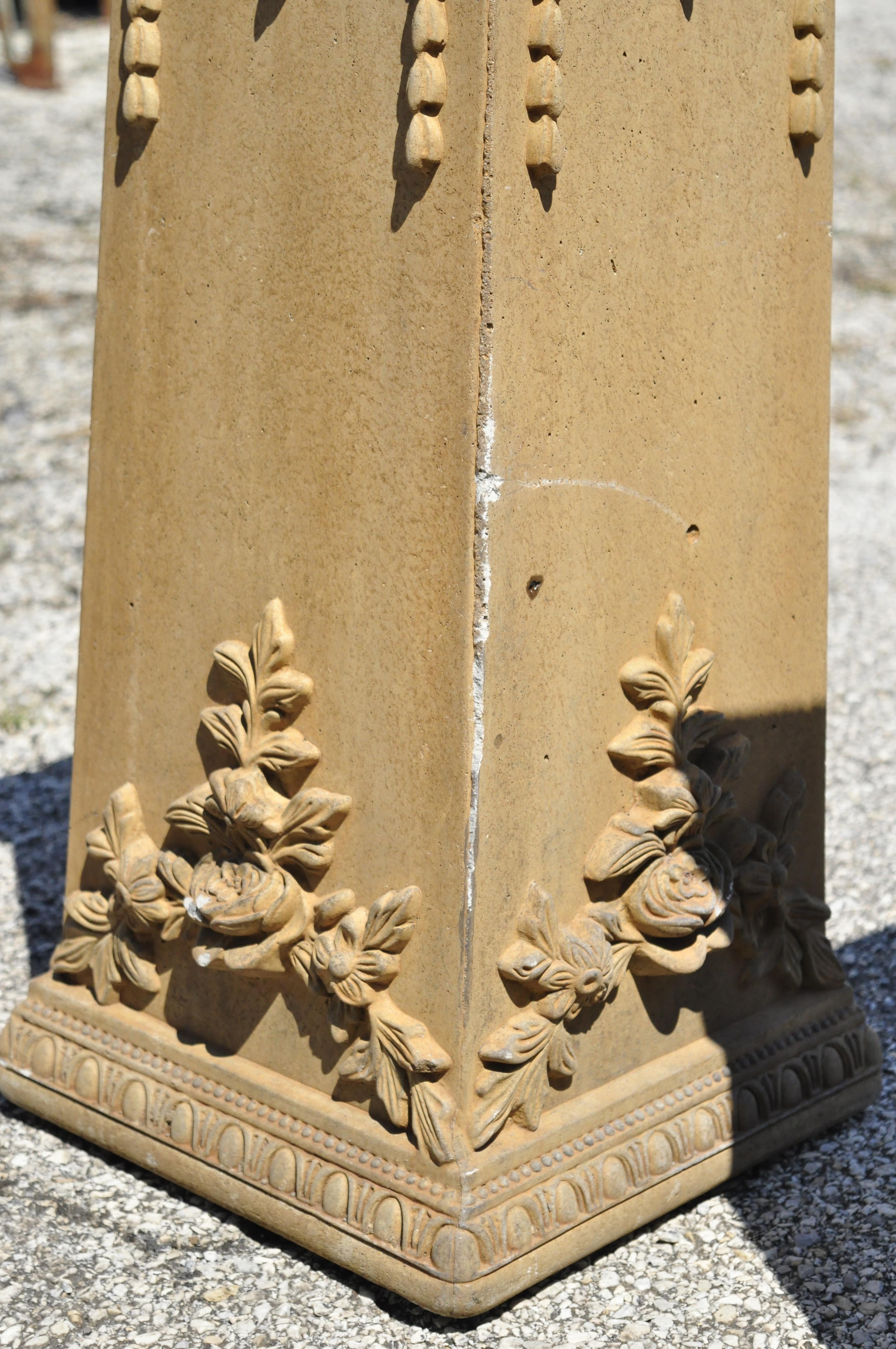 Vintage Cement French Victorian Tall Floral Pedestal Planter Pot Stands, a Pair 3