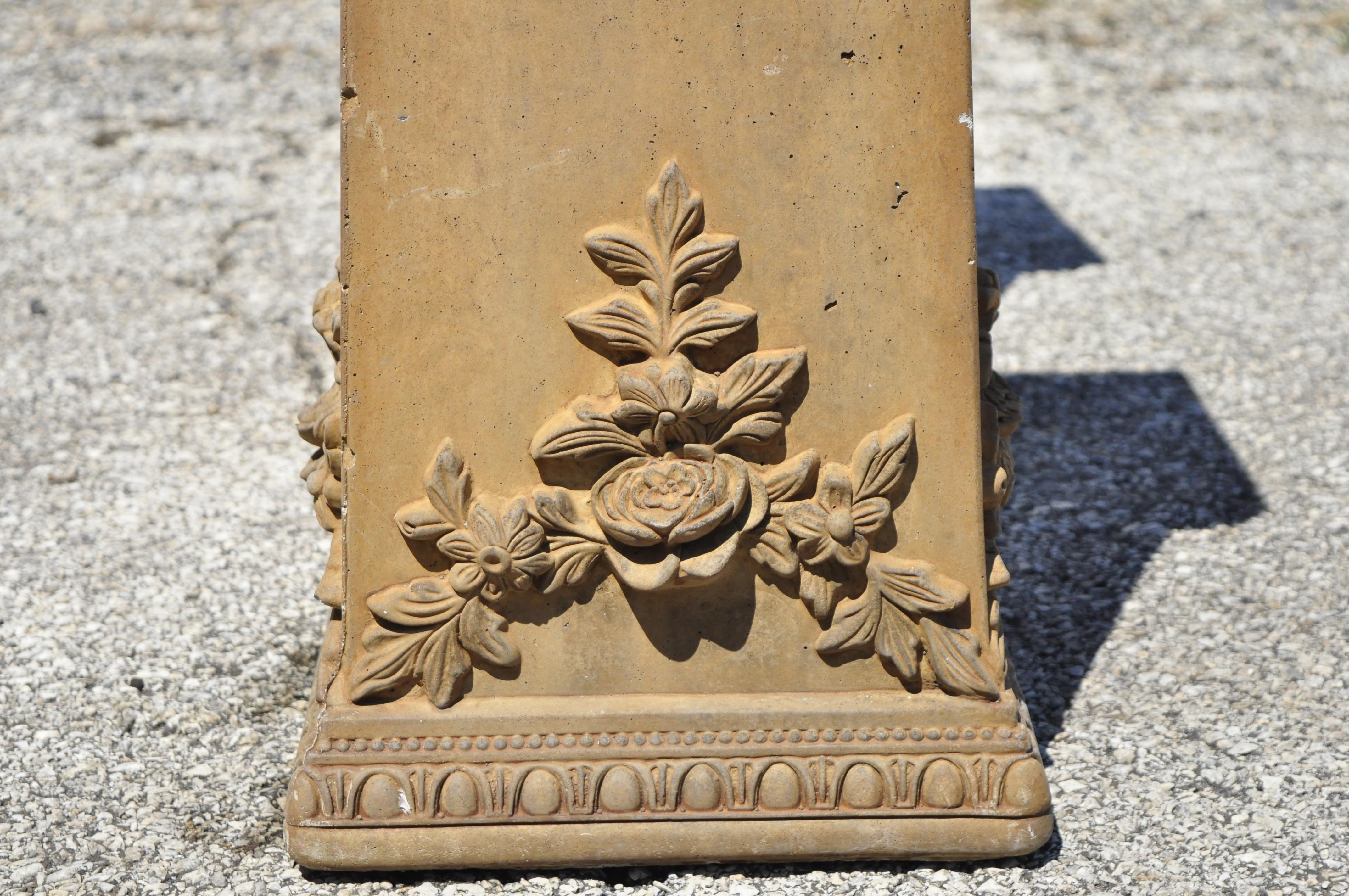 Vintage Cement French Victorian Tall Floral Pedestal Planter Pot Stands, a Pair 4