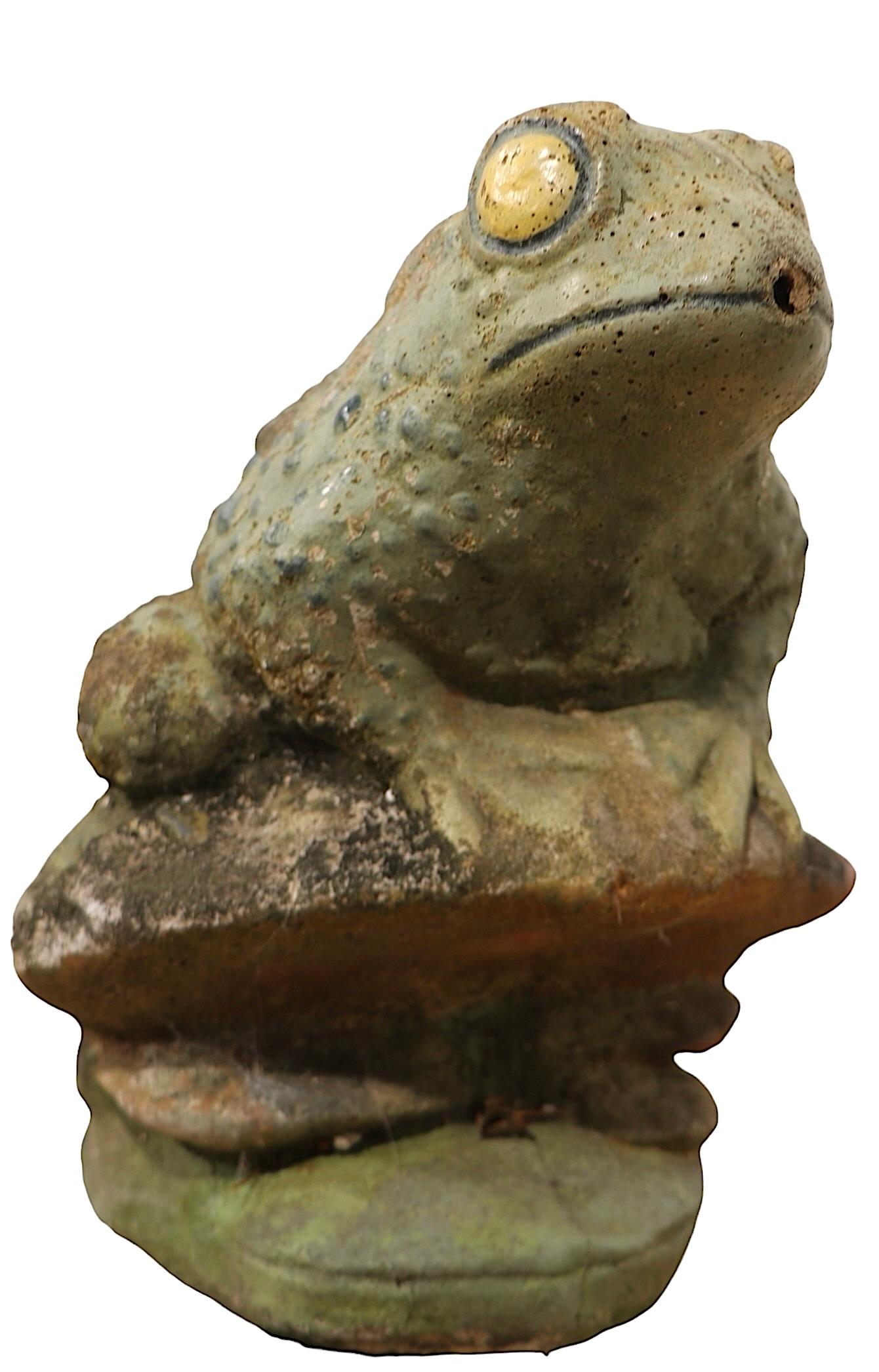 Vintage Zement Garten Frosch Brunnen Kopf (Rustikal) im Angebot