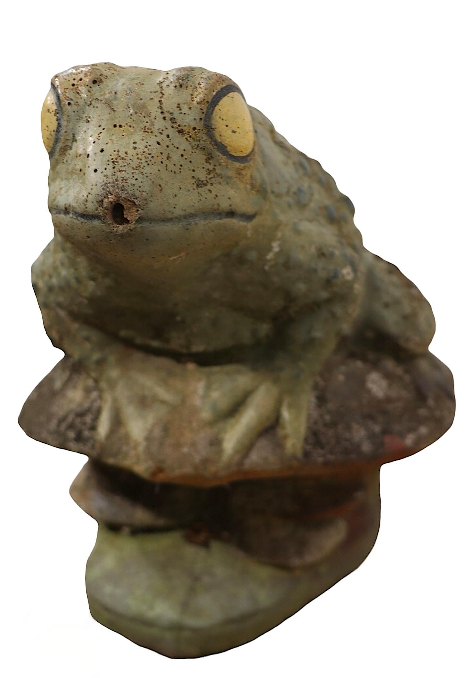 Vintage Zement Garten Frosch Brunnen Kopf (amerikanisch) im Angebot