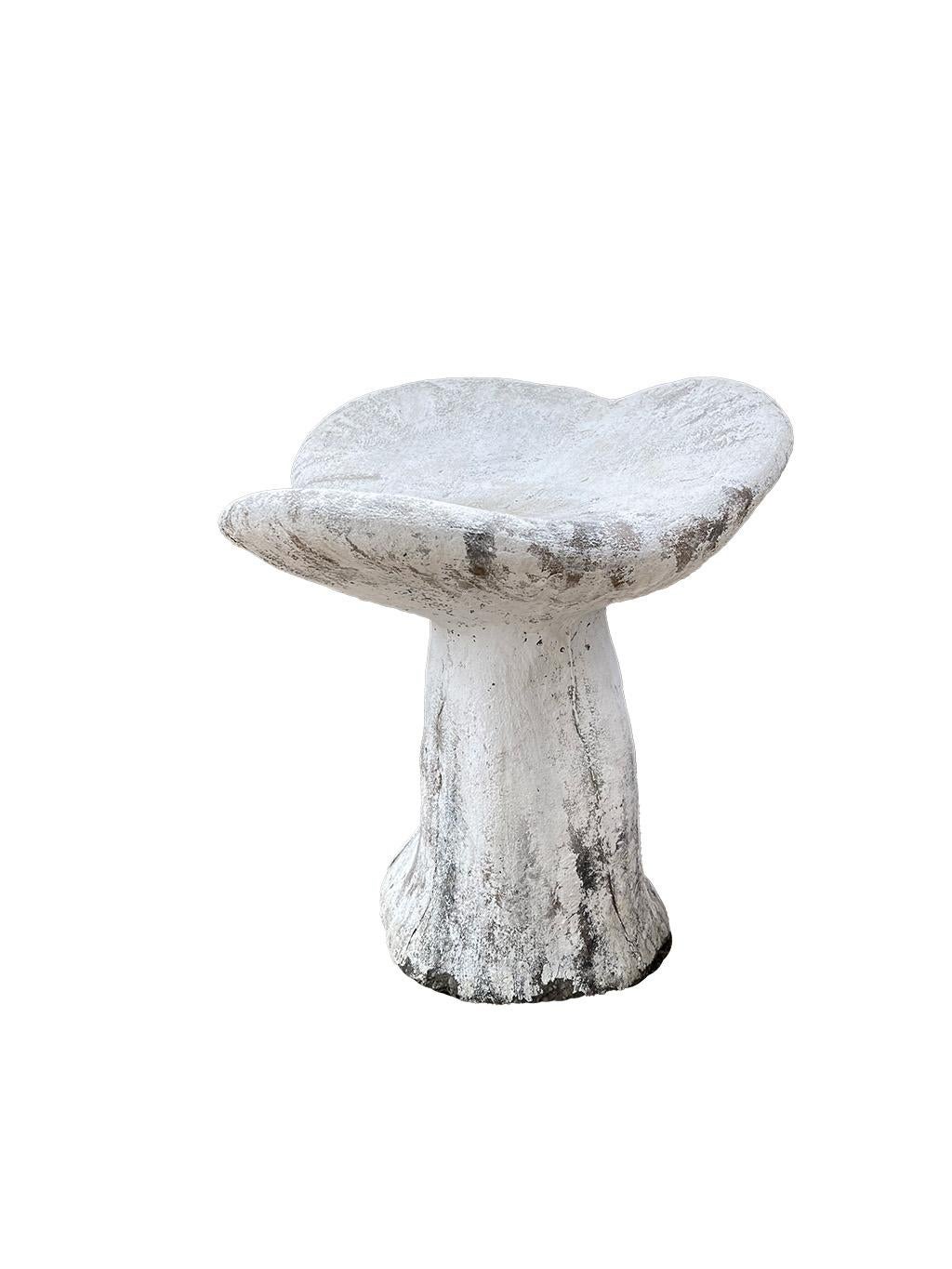 Painted Vintage Cement Mushroom Seats, a Pair