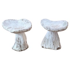 Vintage Cement Mushroom Seats, a Pair