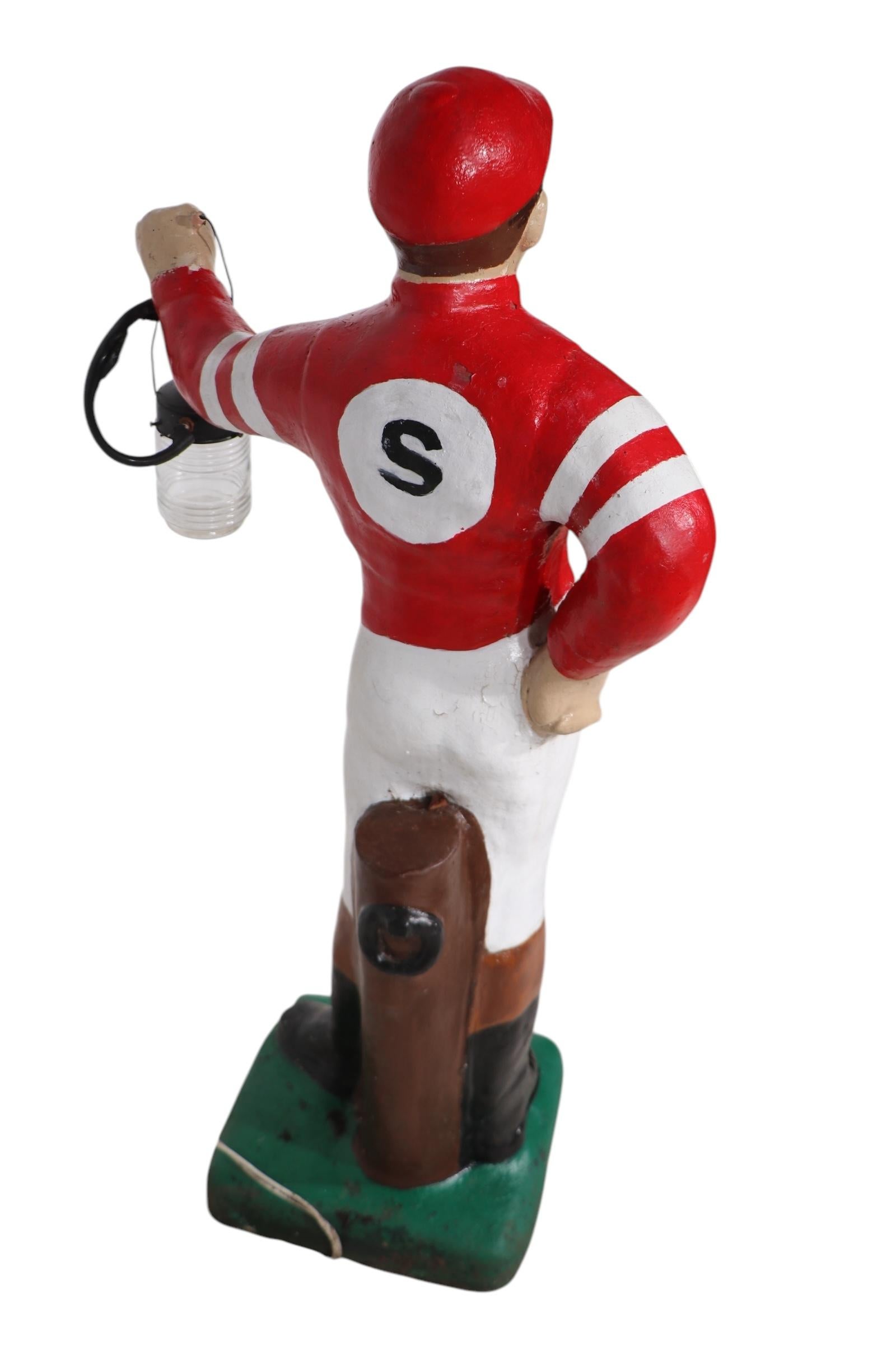 Vintage Cement Poured Stone Saratoga Lawn Jockey For Sale 6