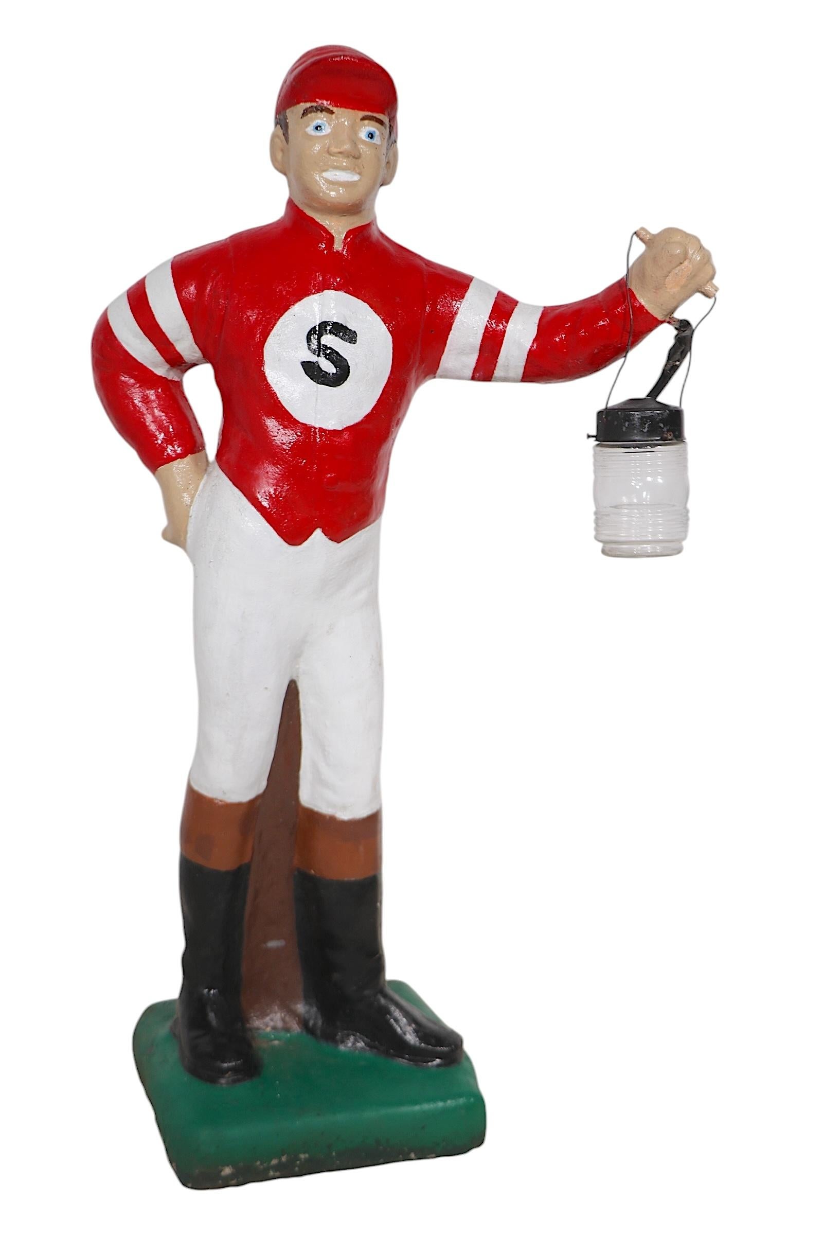 Vintage Cement Poured Stone Saratoga Lawn Jockey For Sale 1