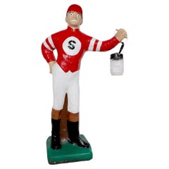 Vintage Cement Poured Stone Saratoga Lawn Jockey