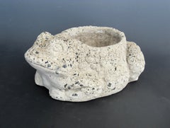 Vintage Pebbled Cement Toad or Frog Garden Planter