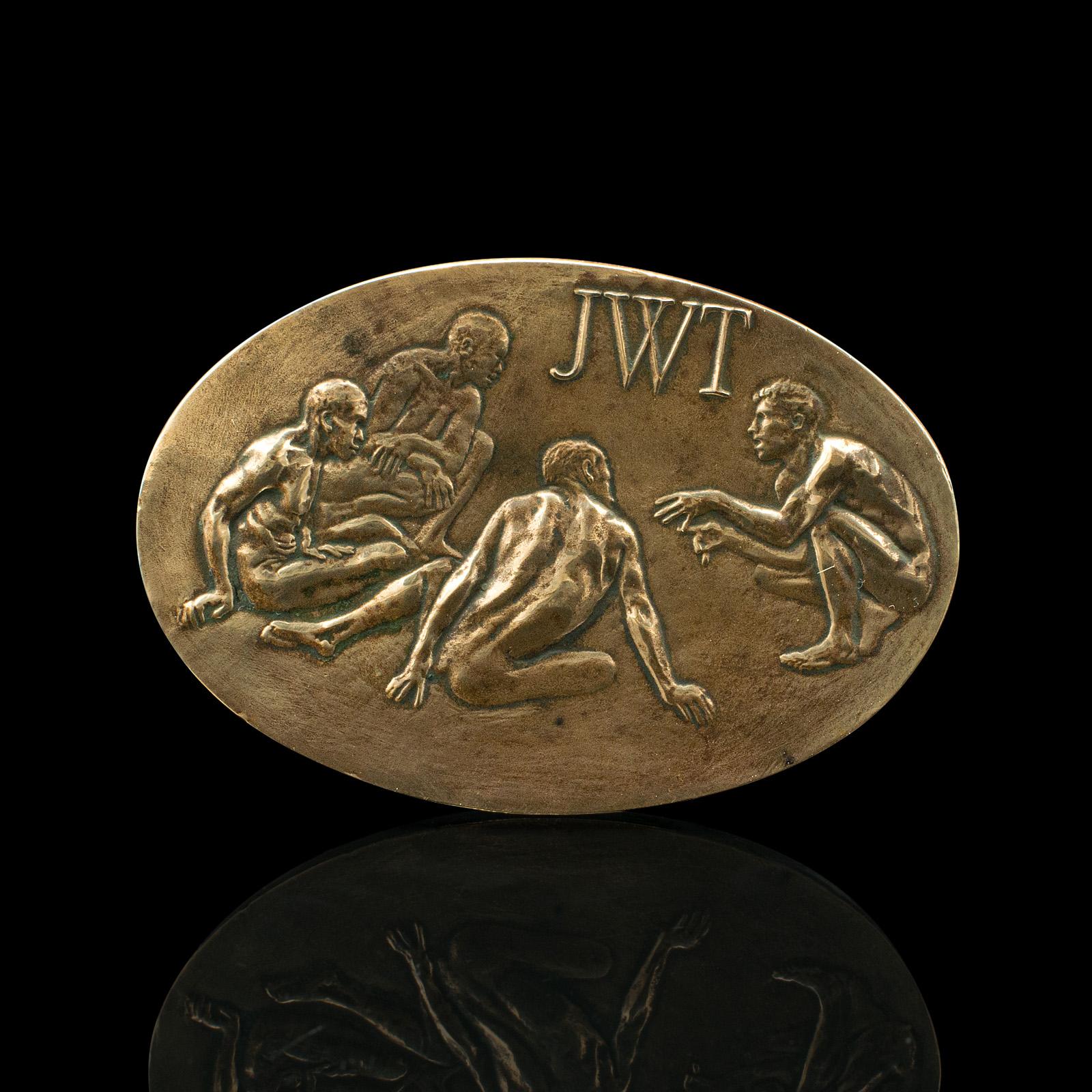 Vintage Centennial Medallion, American, Bronze, J Walter Thompson, Anniversary For Sale 2