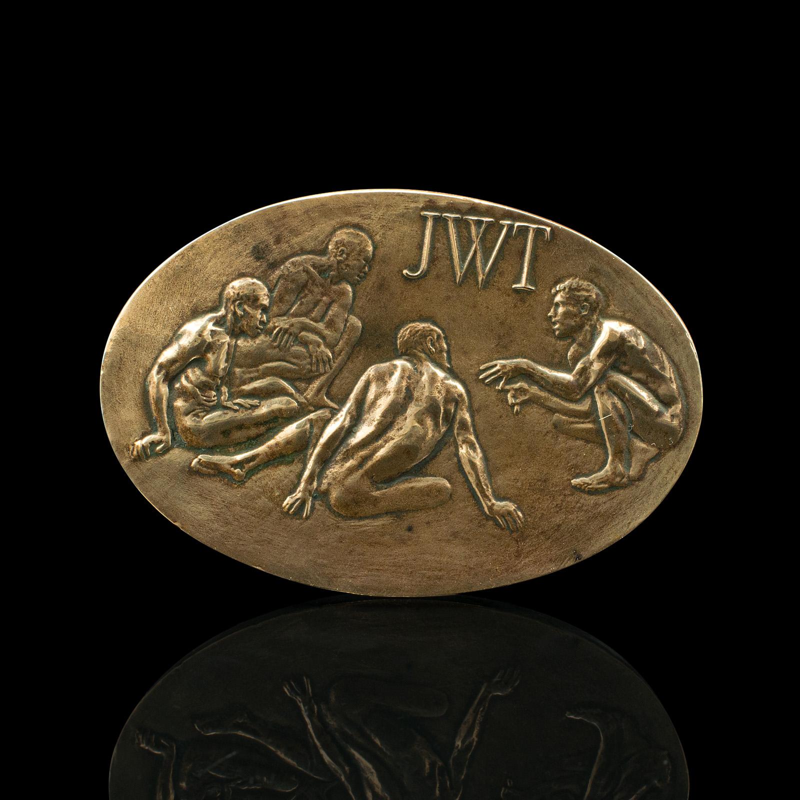 Bronzo Medaglione d'epoca del centenario, americano, bronzo, J. Thompson, anniversario in vendita