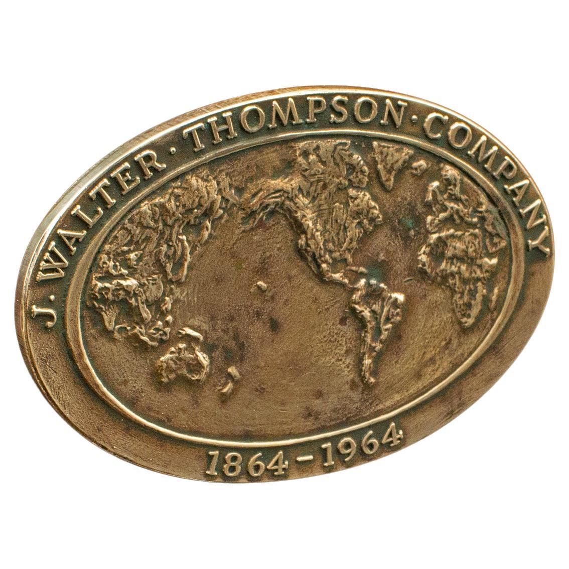 Vintage Centennial Medallion, American, Bronze, J Walter Thompson, Anniversary For Sale